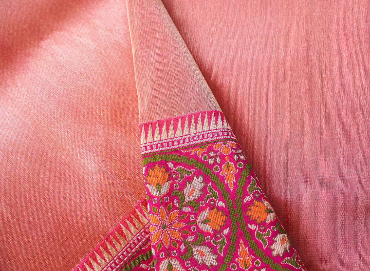 Handloom Pure Tissue Silk Orange Banarasi Saree