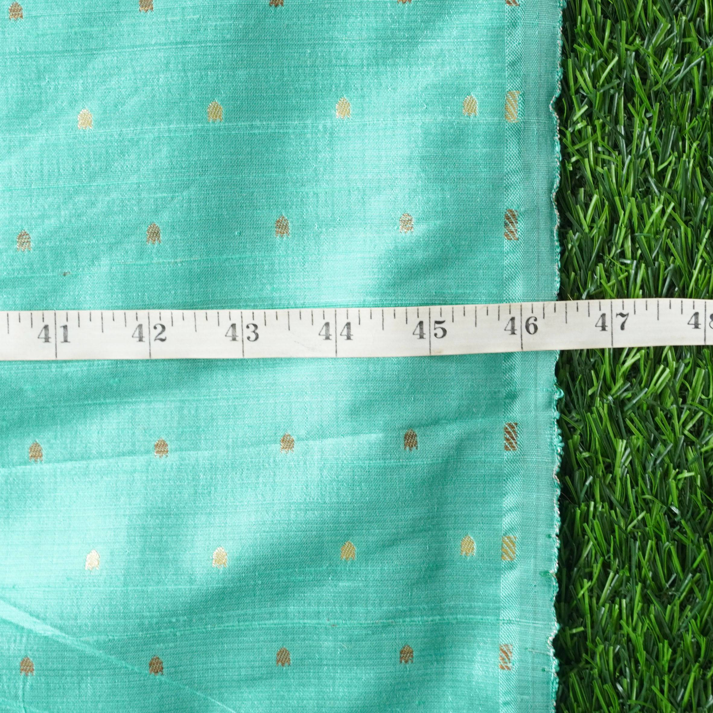 Blue Handwoven Pure Tussar Silk Banarasi Fabric