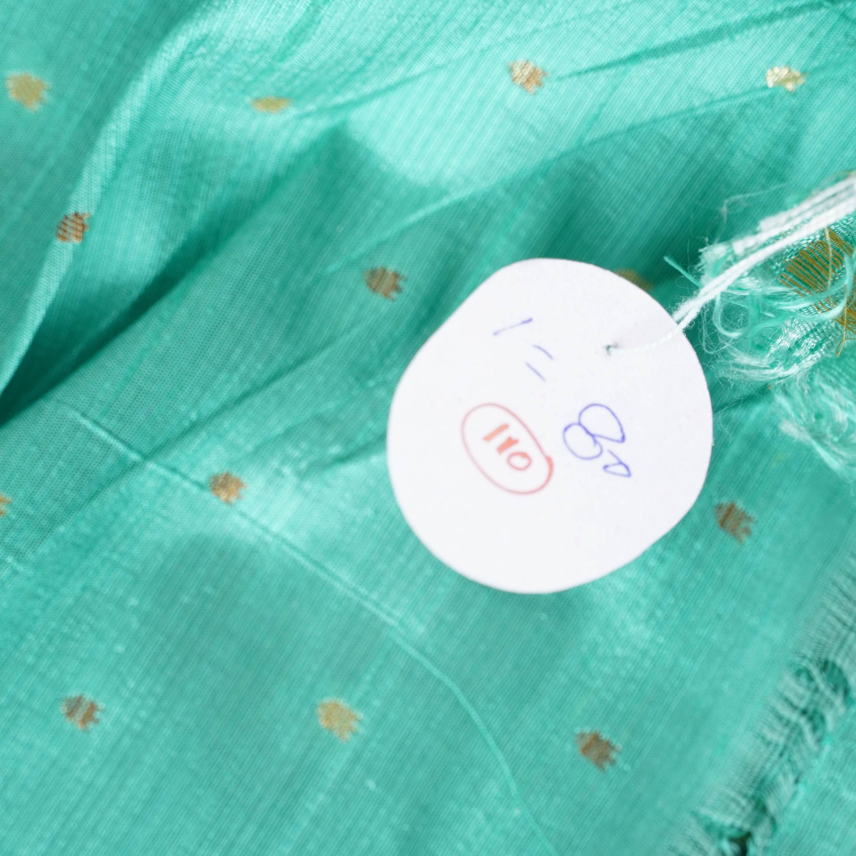 Blue Handwoven Pure Tussar Silk Banarasi Fabric