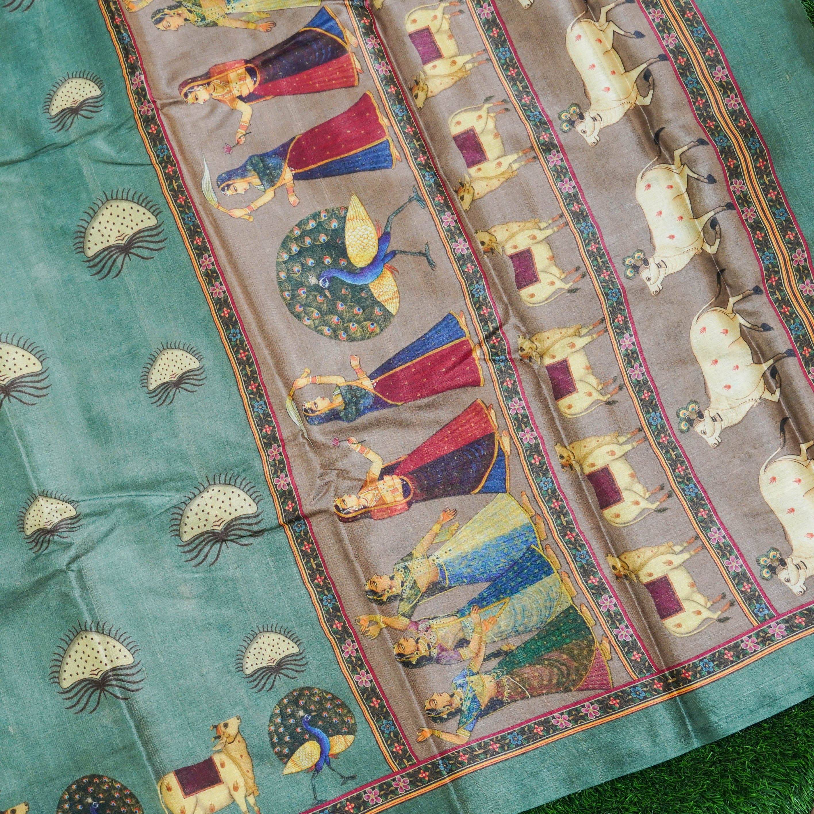 Tussar Silk Cow Print Saree