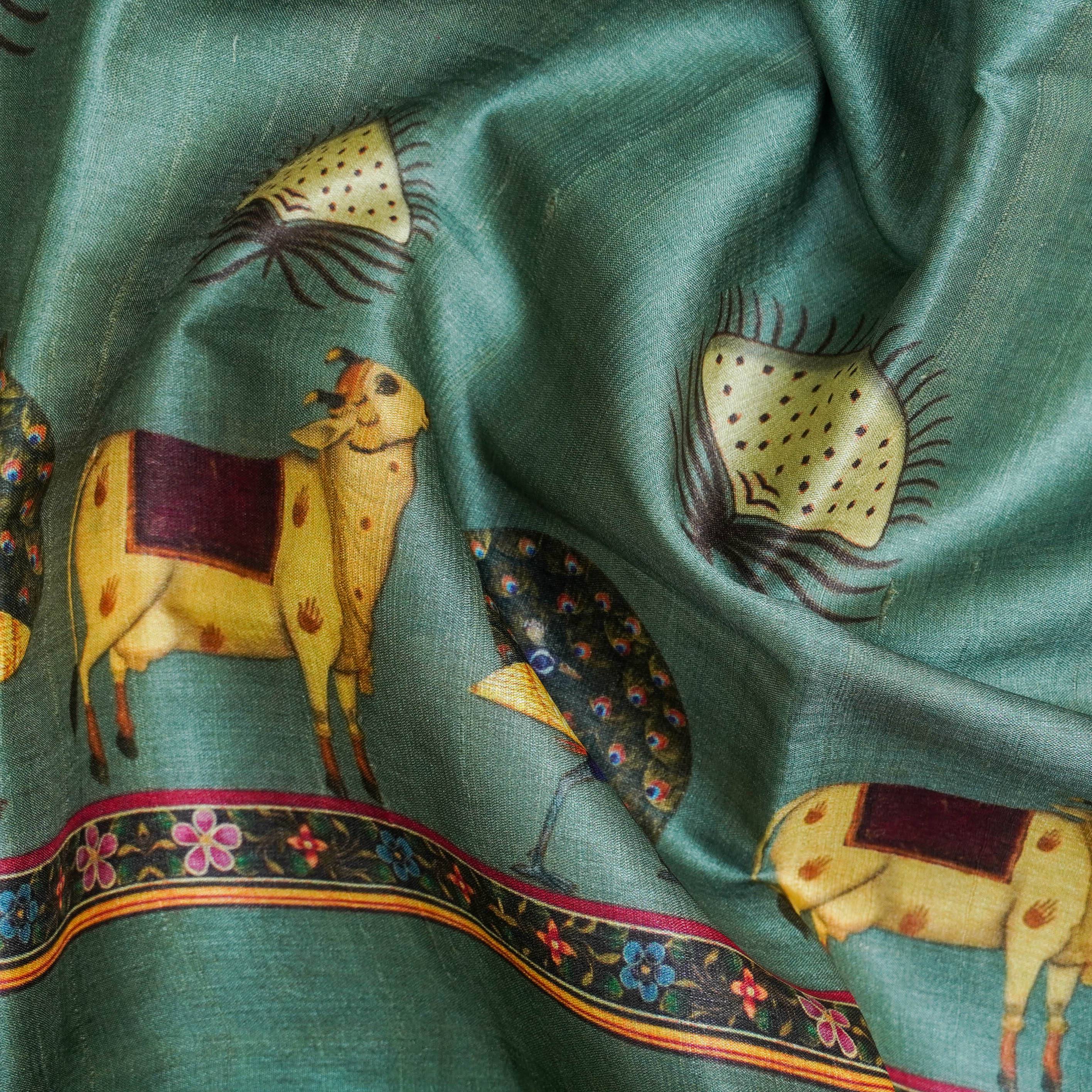 Tussar Silk Cow Print Saree