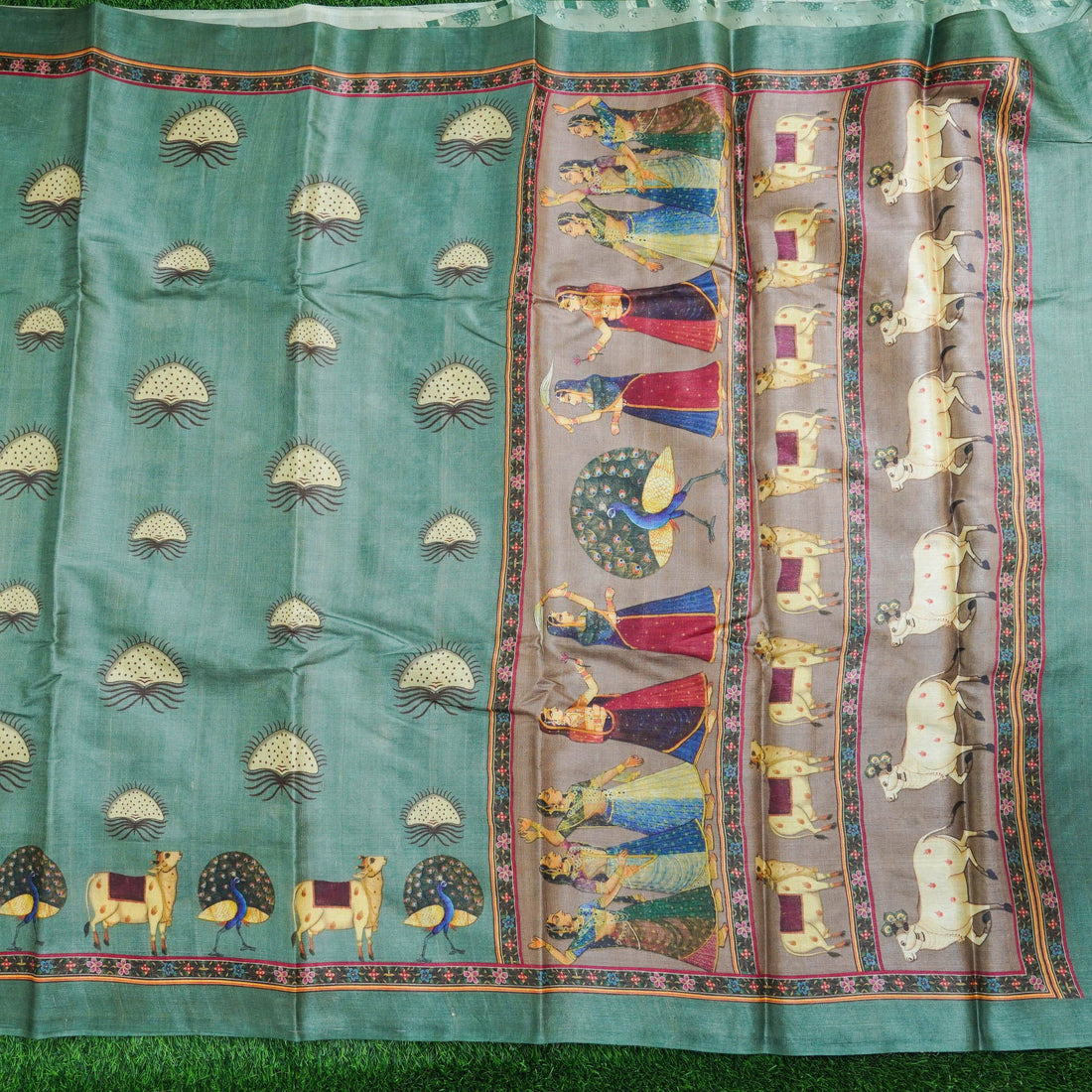 Tussar Silk Cow Print Saree