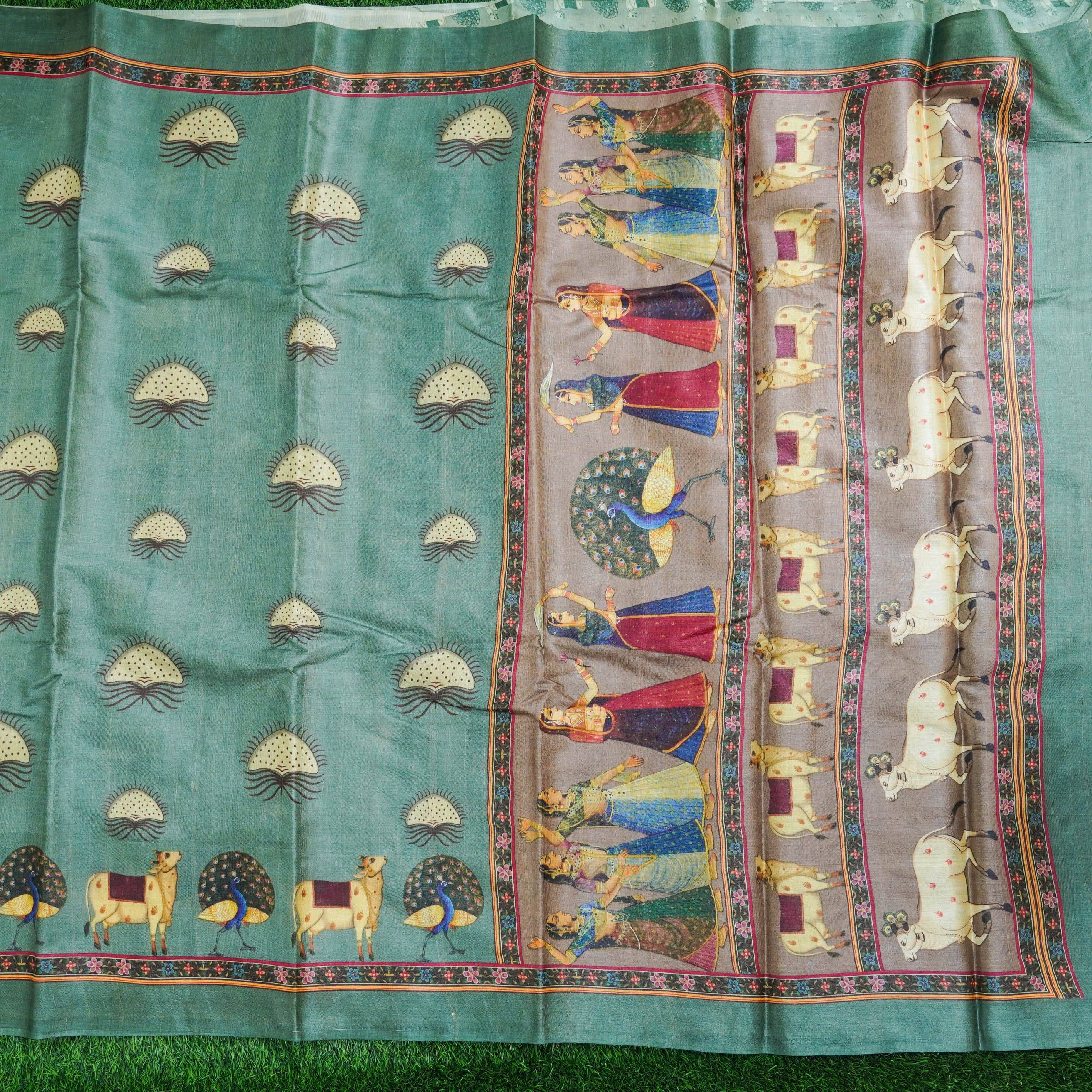 Tussar Silk Cow Print Saree