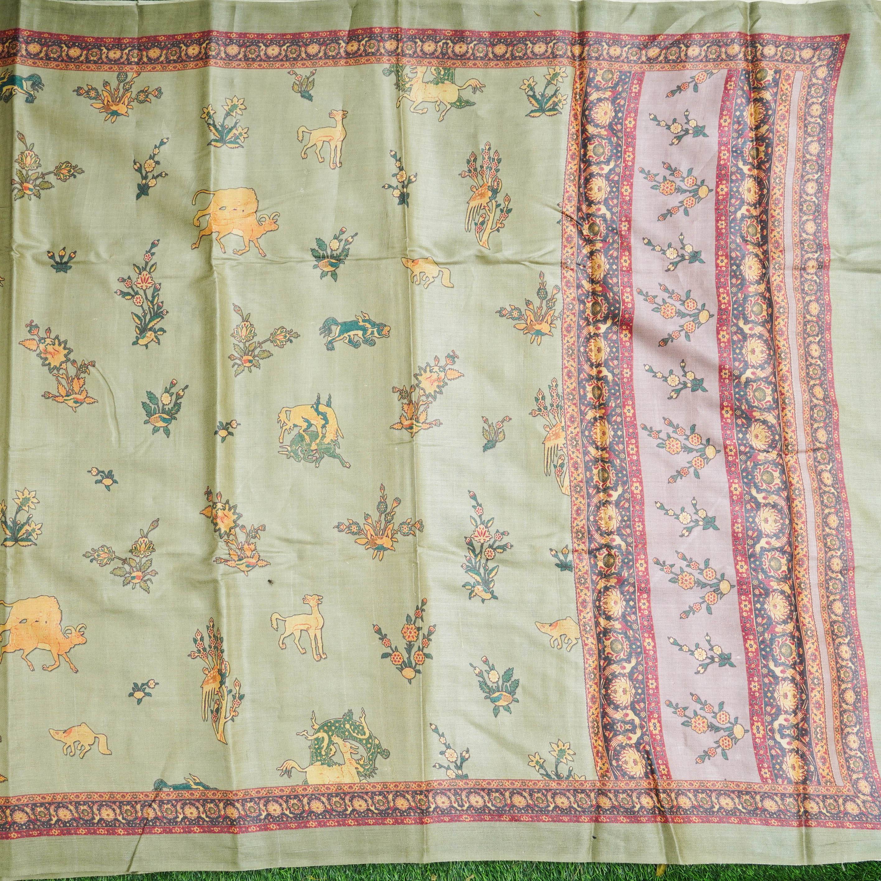 Tussar Silk Floral Print Saree