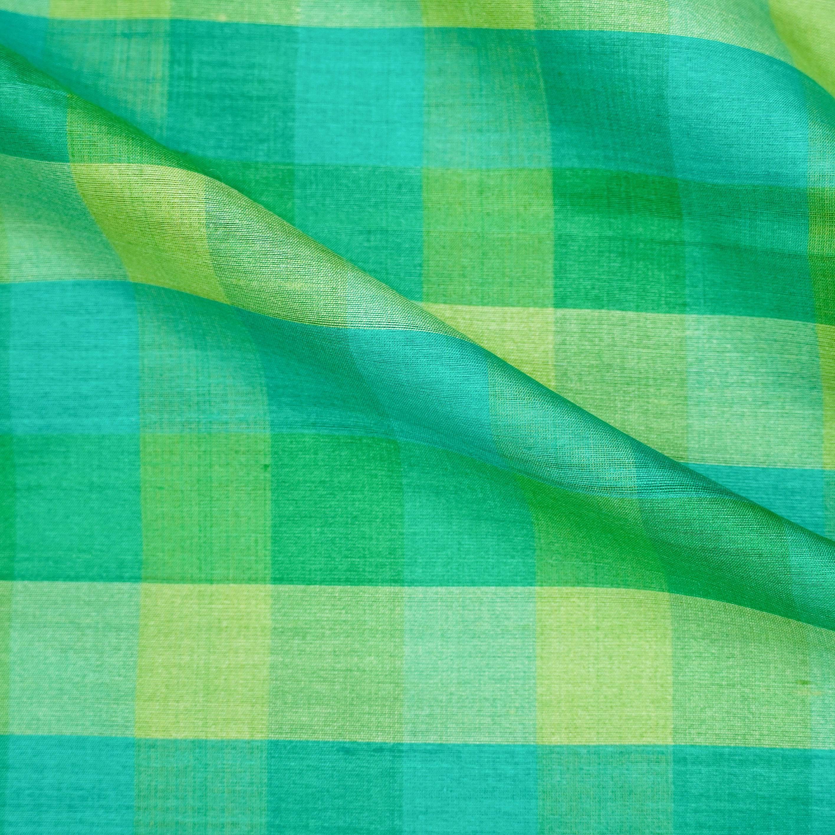 Handwoven Pure Tussar Silk Banarasi Check Fabric