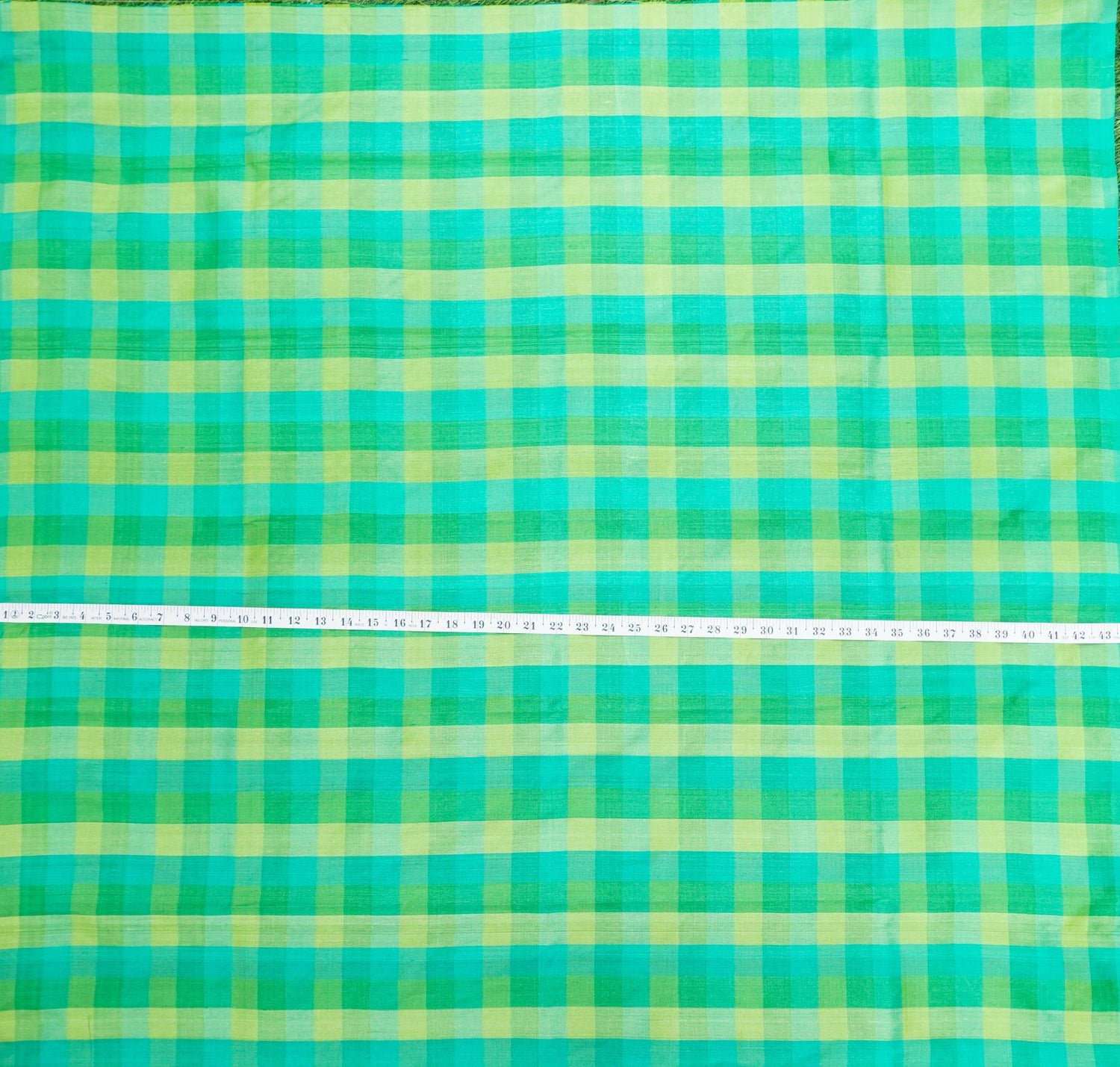 Handwoven Pure Tussar Silk Banarasi Check Fabric