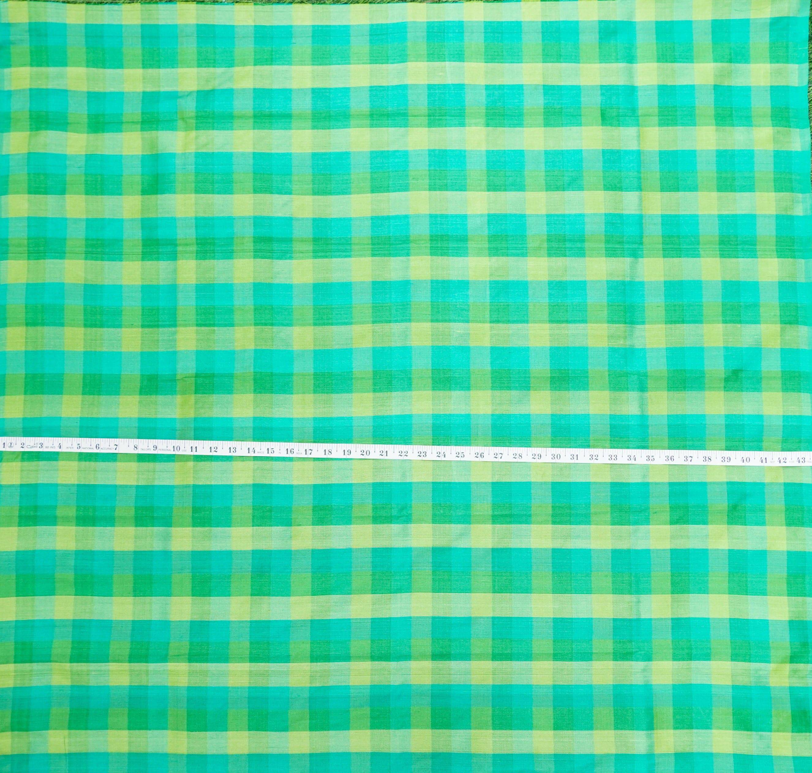 Handwoven Pure Tussar Silk Banarasi Check Fabric