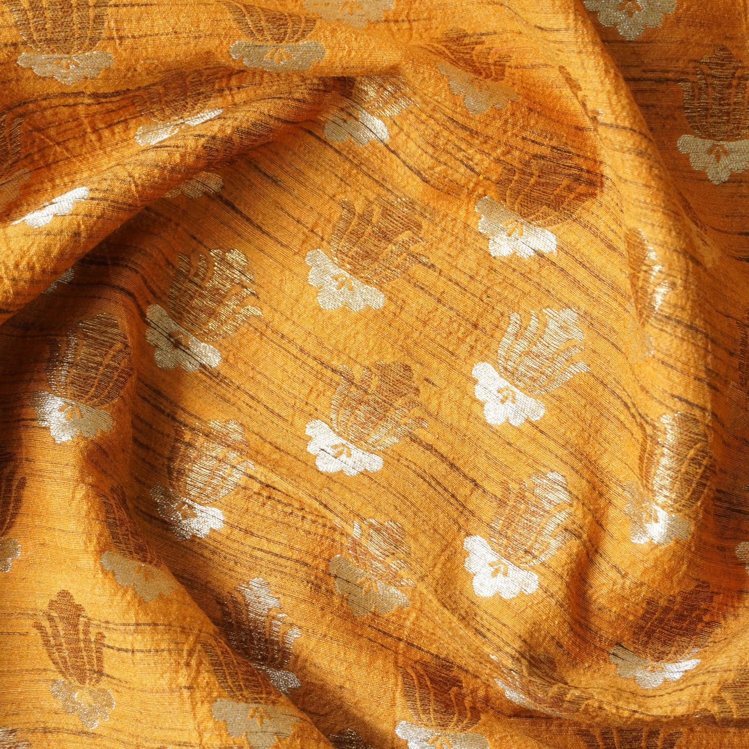 Handwoven Pure Tussar Silk Banarasi Fabric