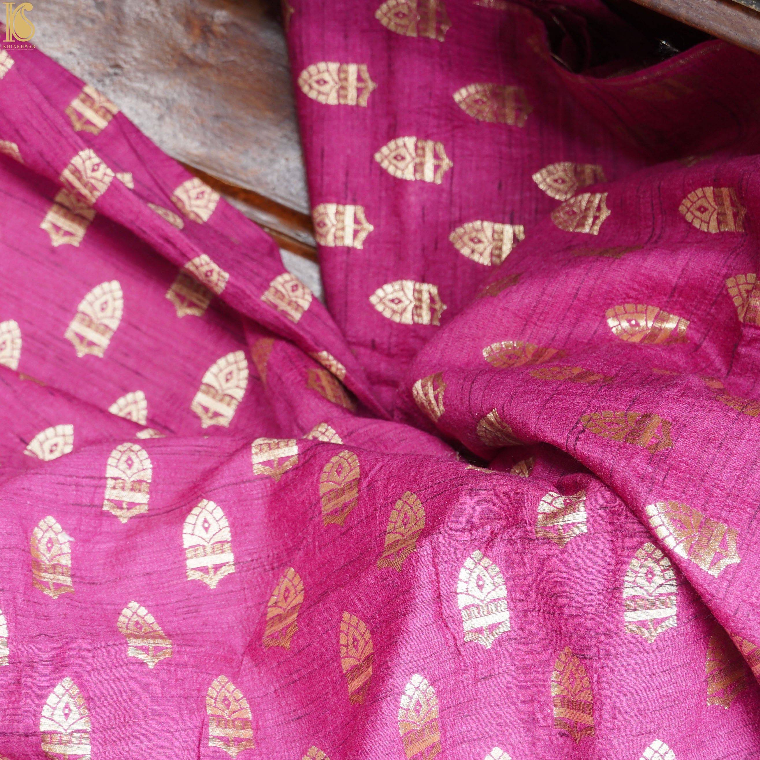Handwoven Pure Tussar Silk Banarasi Fabric