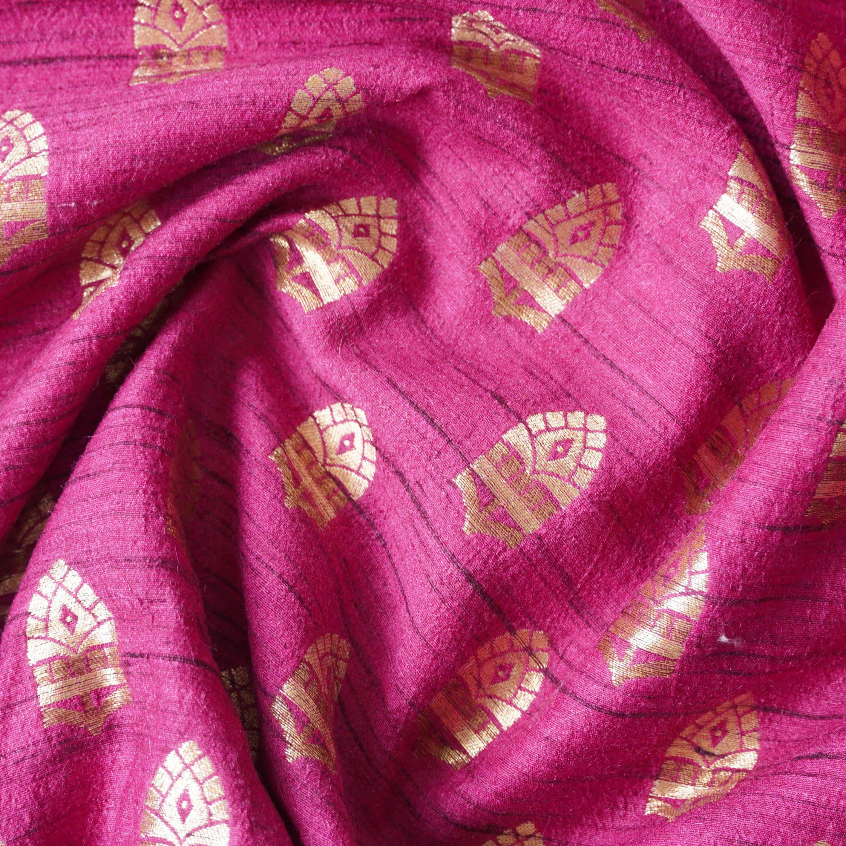 Handwoven Pure Tussar Silk Banarasi Fabric