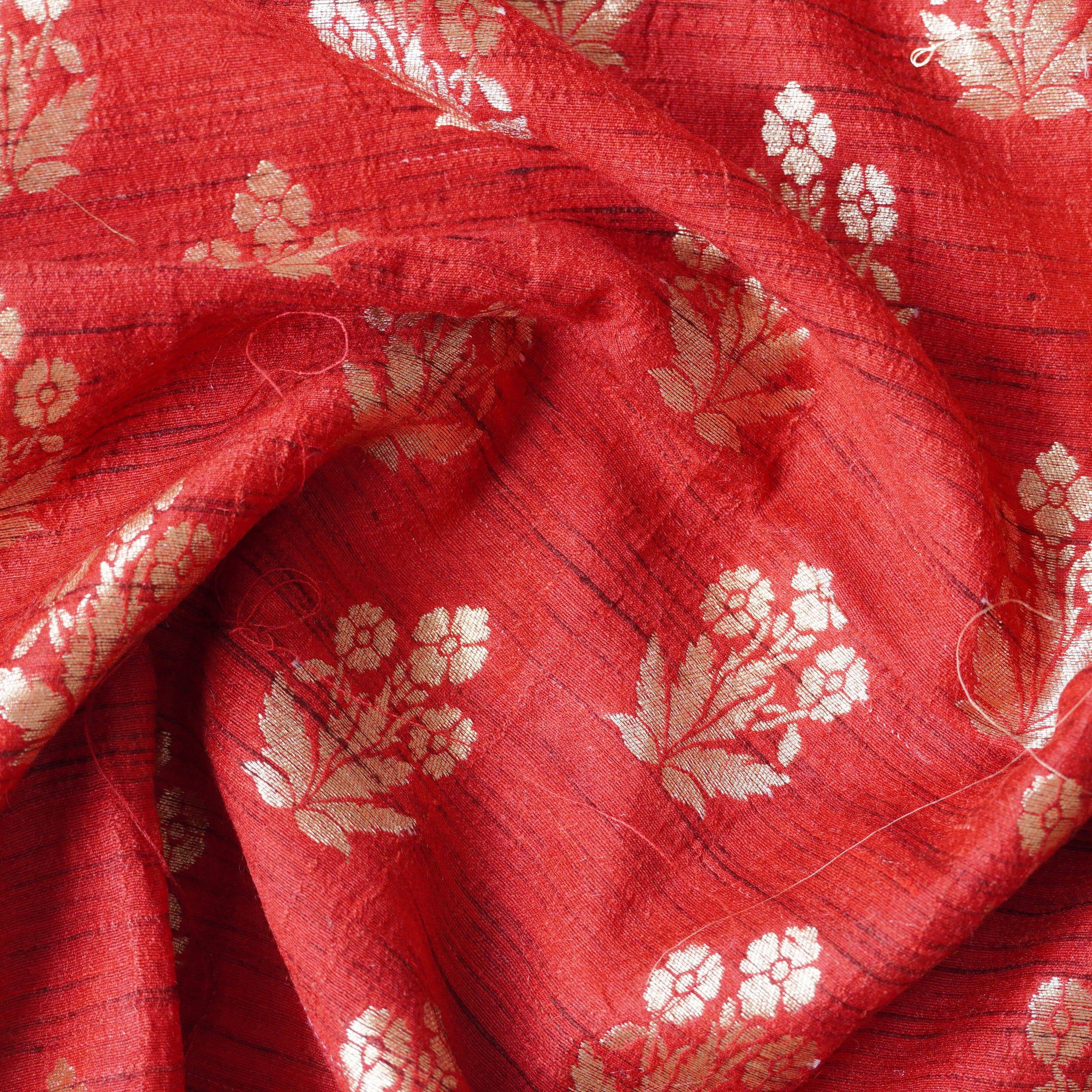 Handwoven Pure Tussar Silk Banarasi Fabric