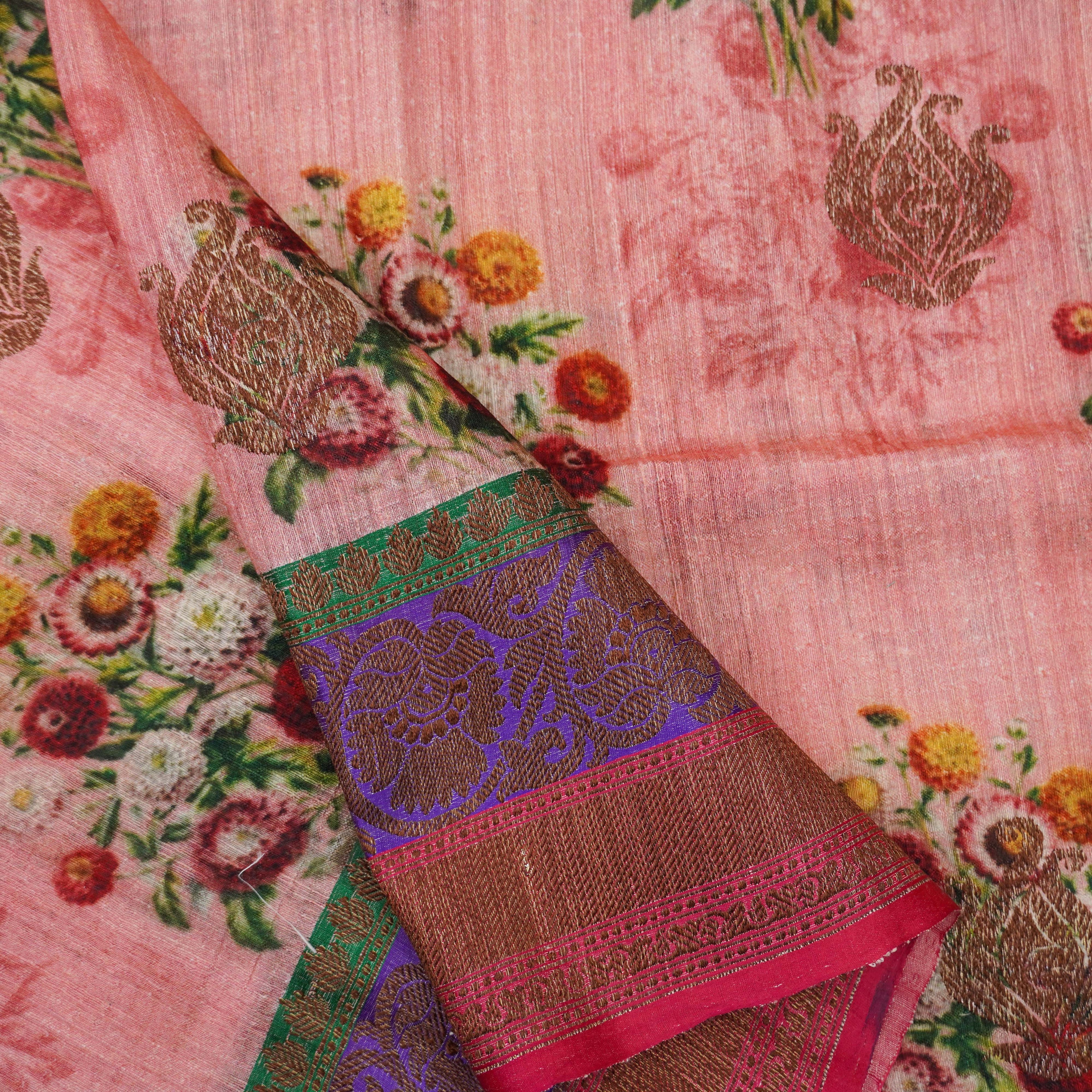 Tussar Silk Print Banarasi Saree