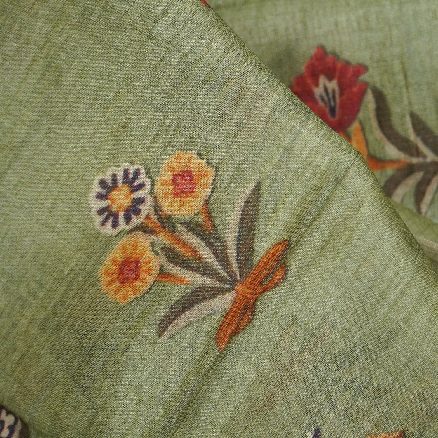Pure Tussar Georgette Silk Print Fabric