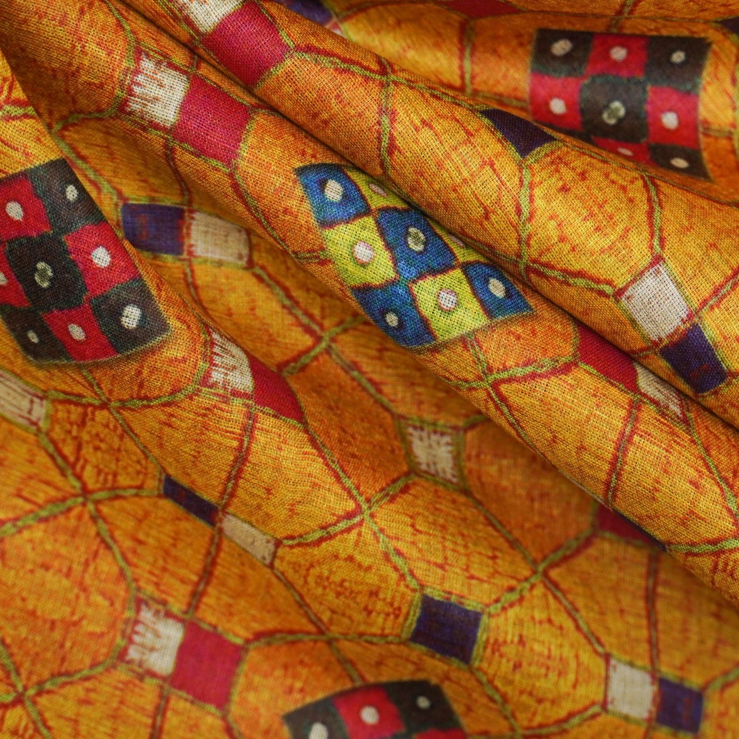 Pure Tussar Georgette Silk Print Fabric