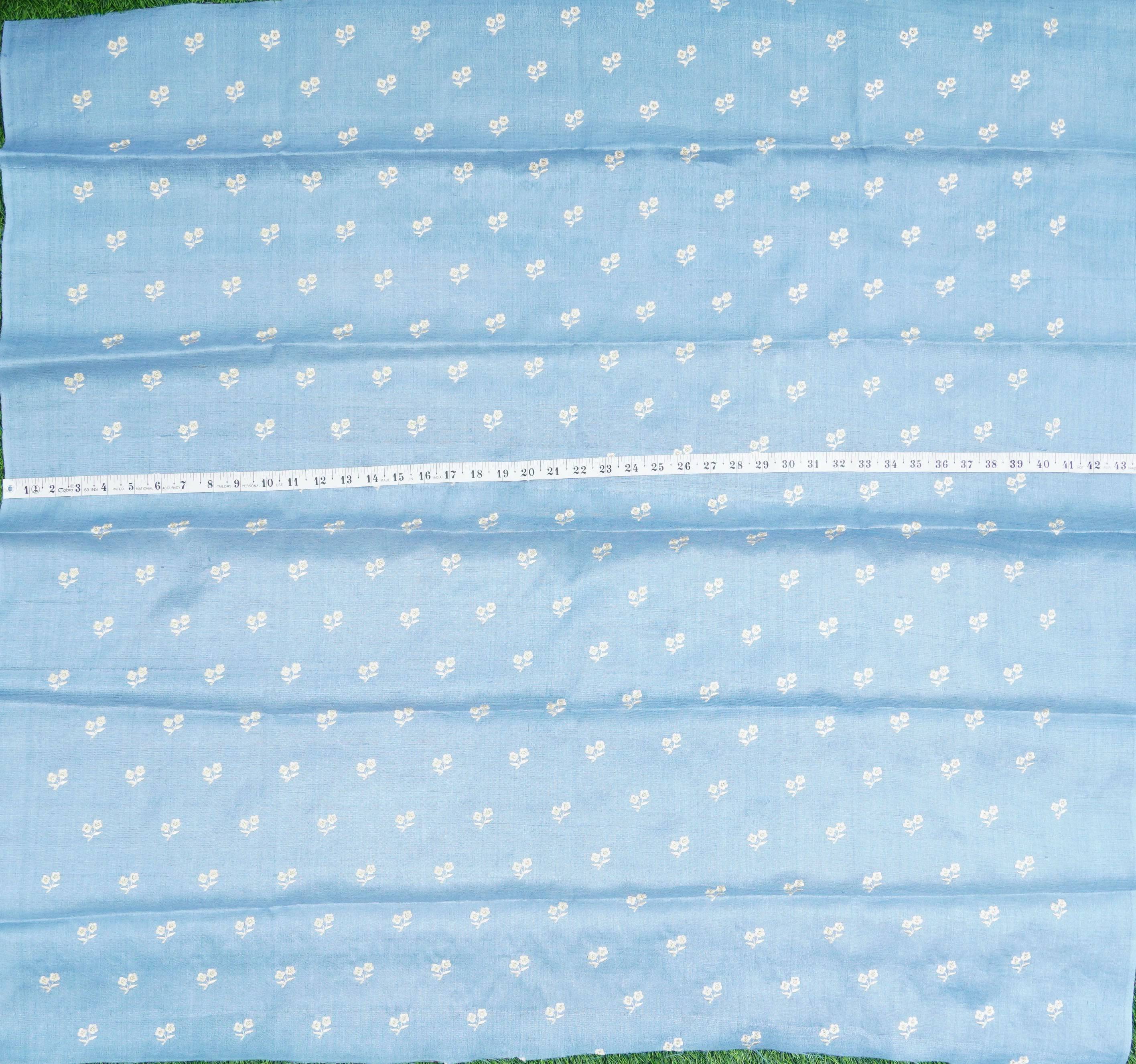 Pure Tussar Silk Banarasi Fabric with Embroidery