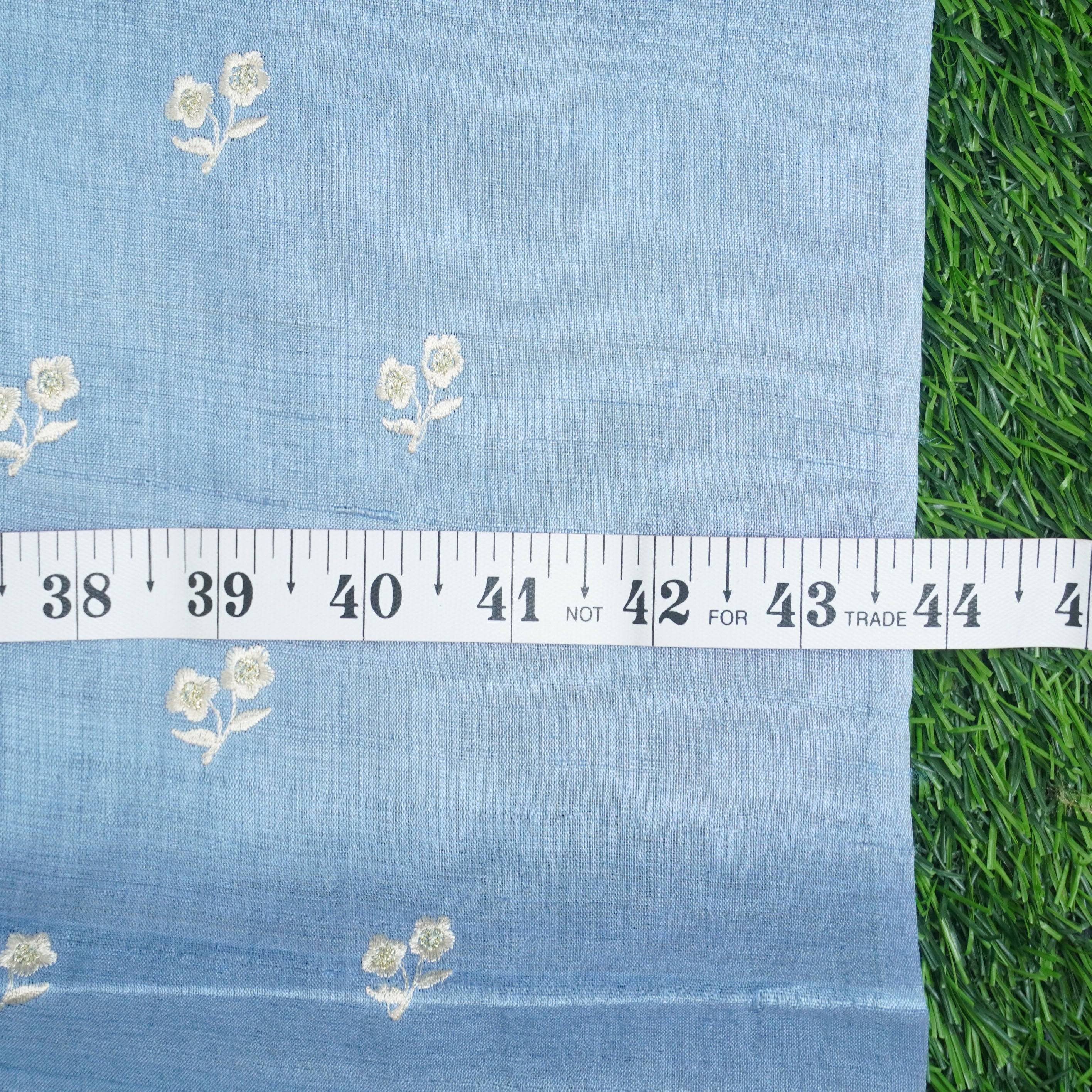 Pure Tussar Silk Banarasi Fabric with Embroidery