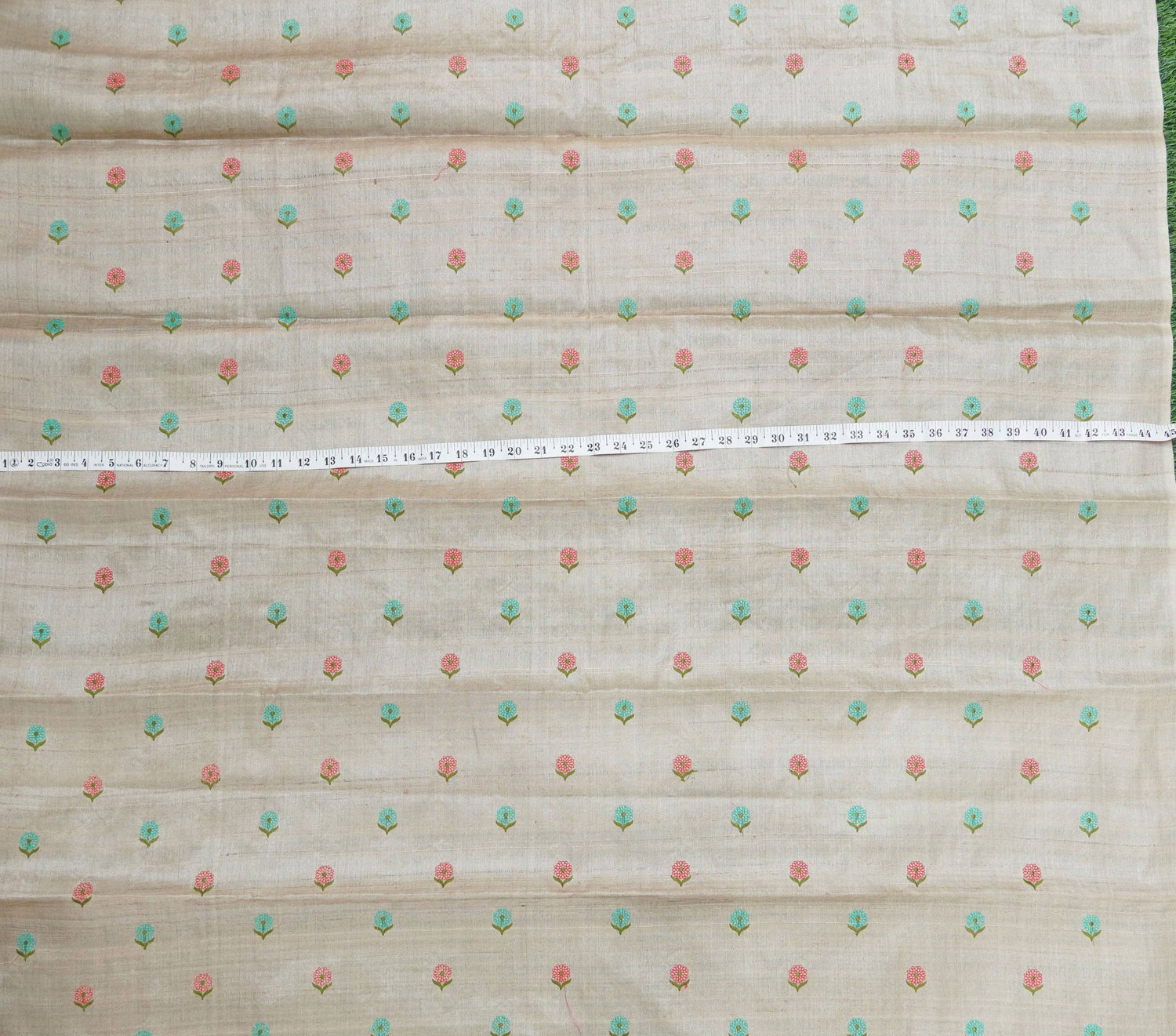 Pure Tussar Silk Banarasi Fabric with Embroidery