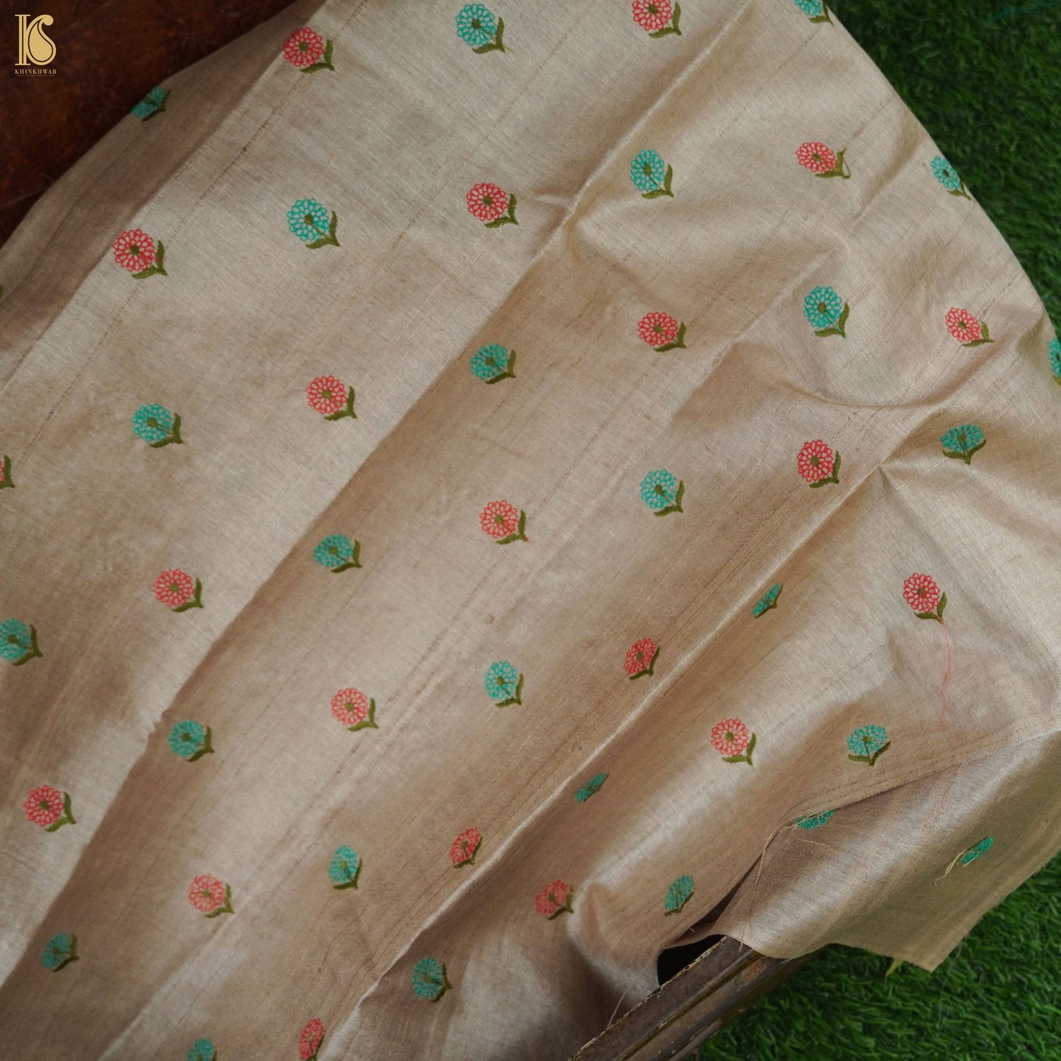 Pure Tussar Silk Banarasi Fabric with Embroidery
