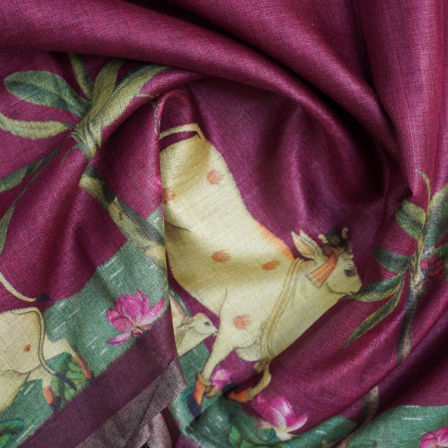 Pure Tussar Silk Cow Print Dupatta