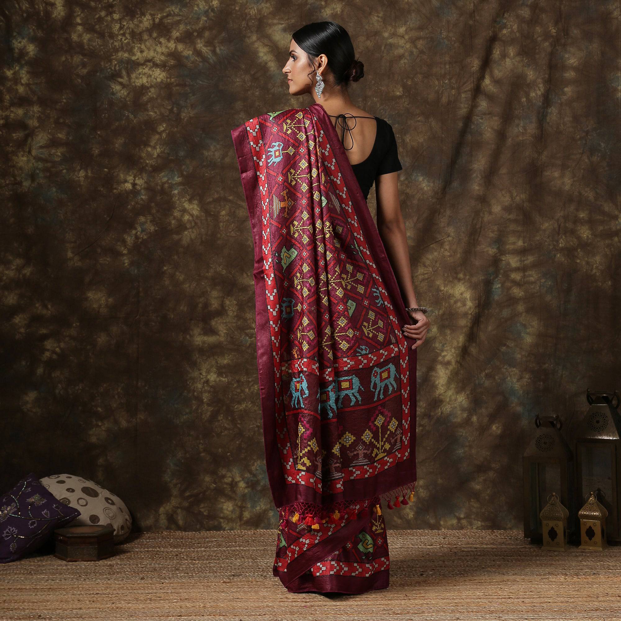 Tussar Silk Patola Printed Saree