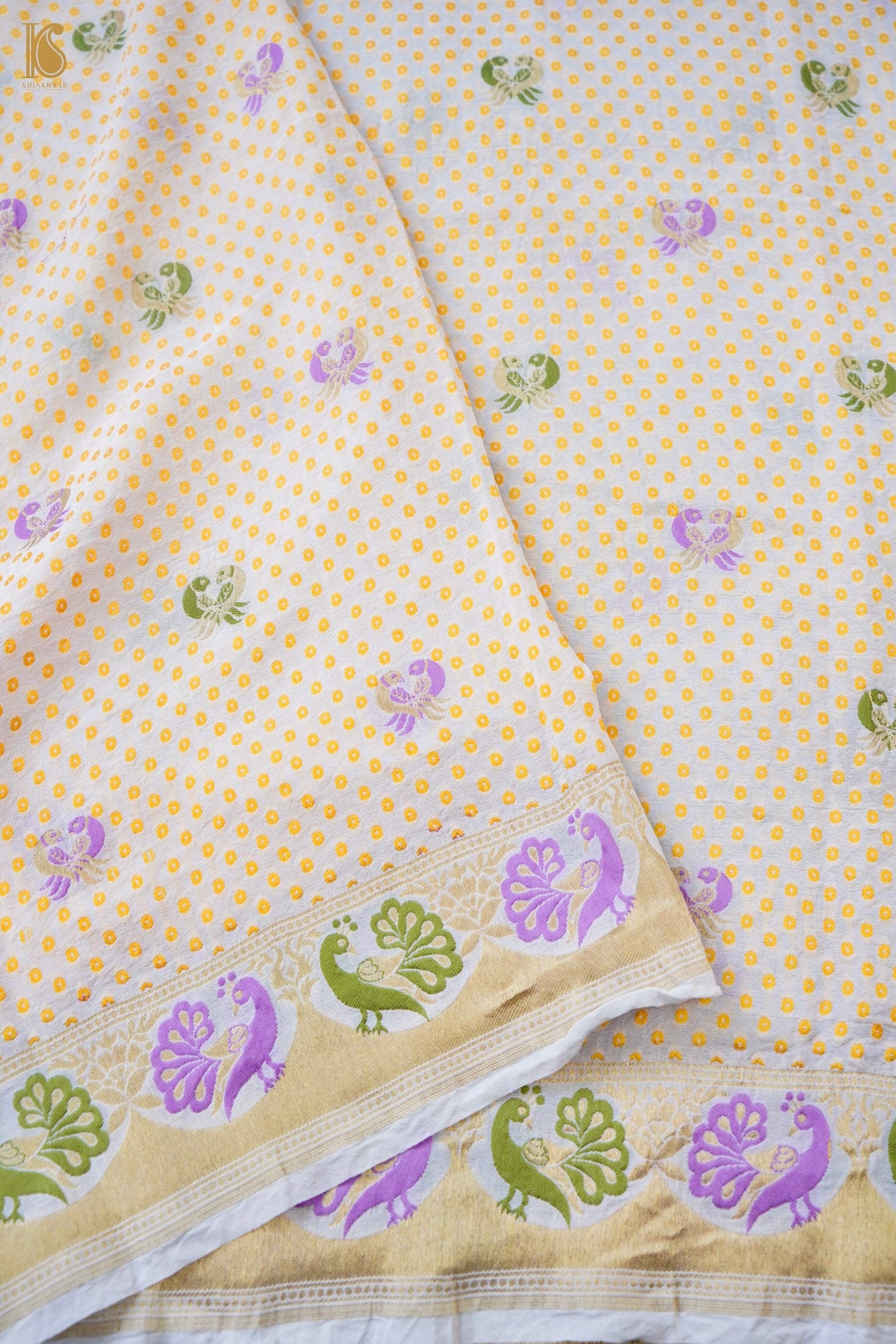 Georgette Banarasi Dyeable Woven Bandhani Peacock Dupatta