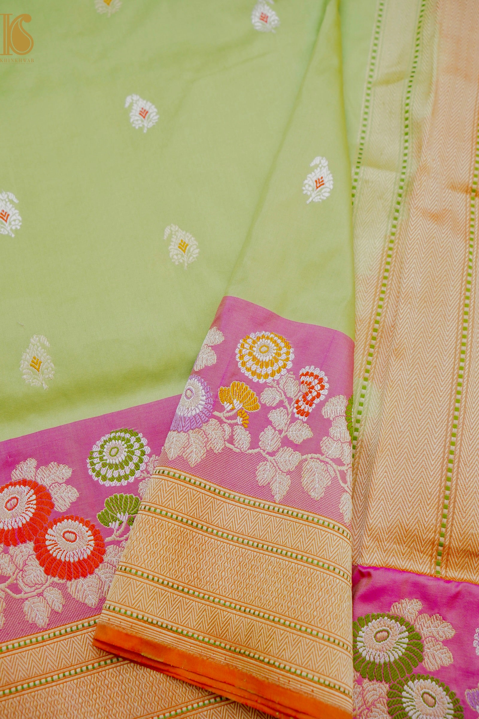 Banarasi Handloom Pure Katan Silk Kadwa Saree with Tilfi Border