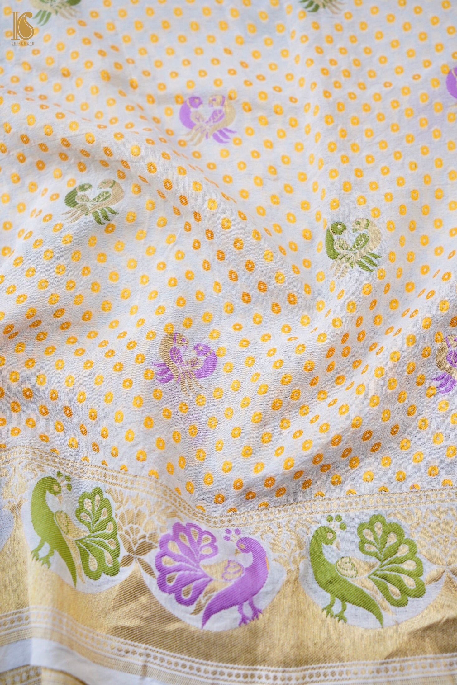 Georgette Banarasi Dyeable Woven Bandhani Peacock Dupatta