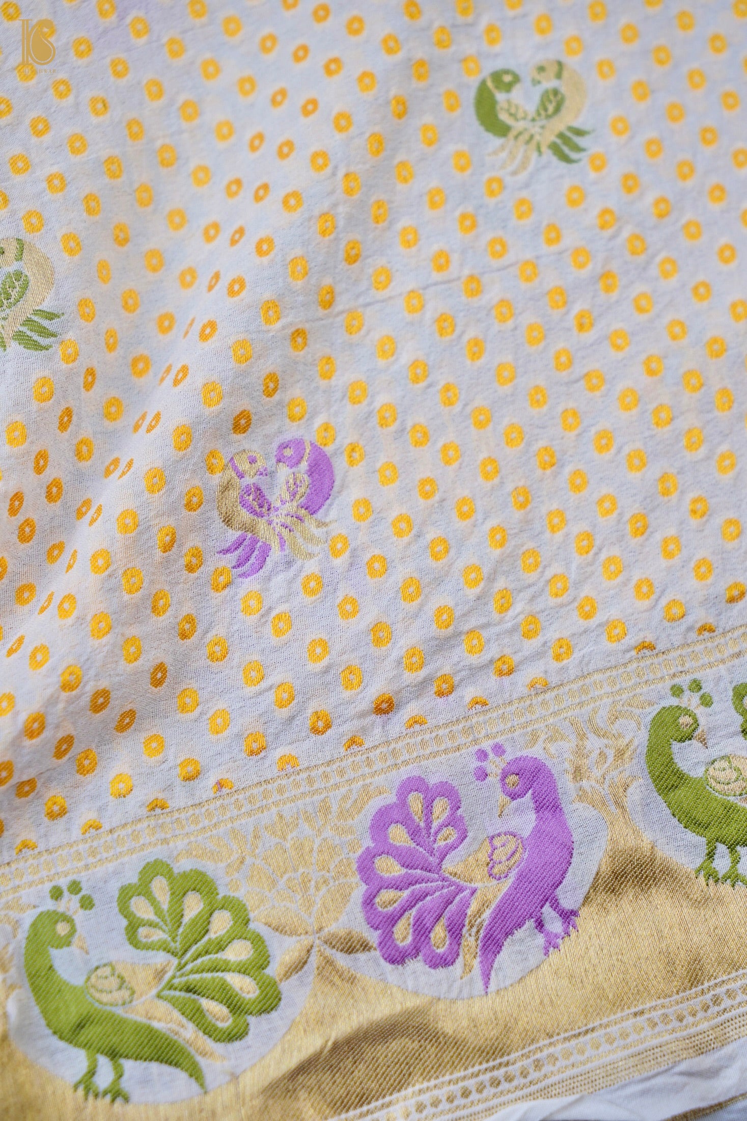 Georgette Banarasi Dyeable Woven Bandhani Peacock Dupatta