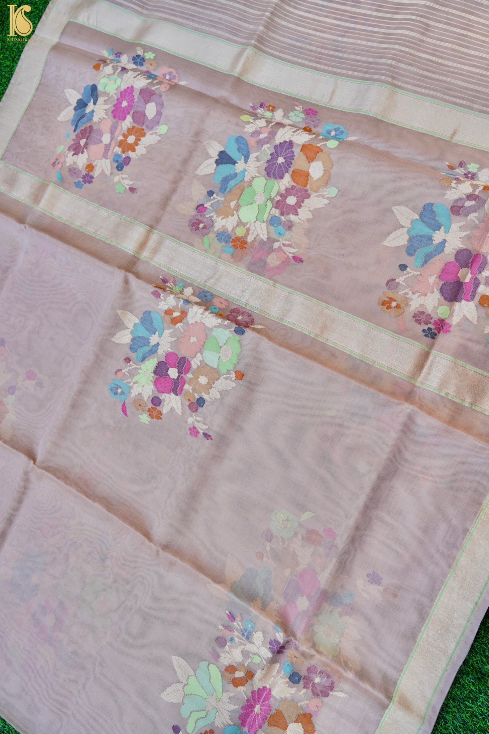 Handloom Banarasi Real Silver Zari Kora Saree