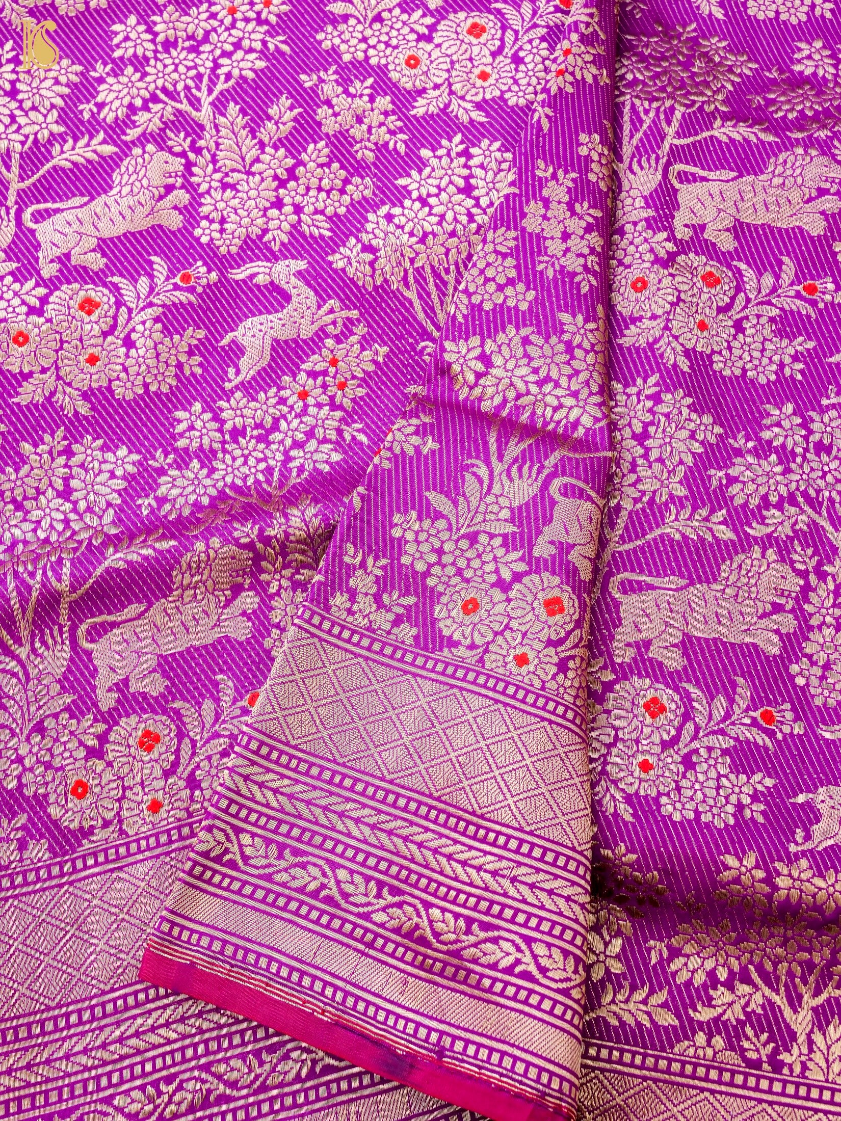 Handloom Banarasi Katan Silk Shikargah Jungle Saree