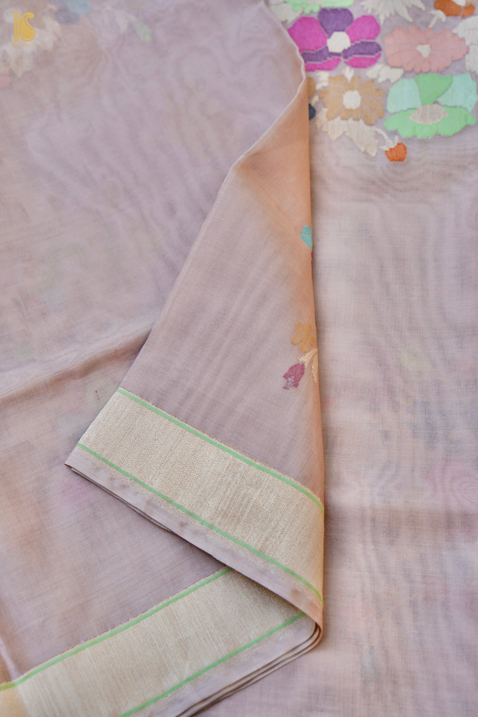 Handloom Banarasi Real Silver Zari Kora Saree