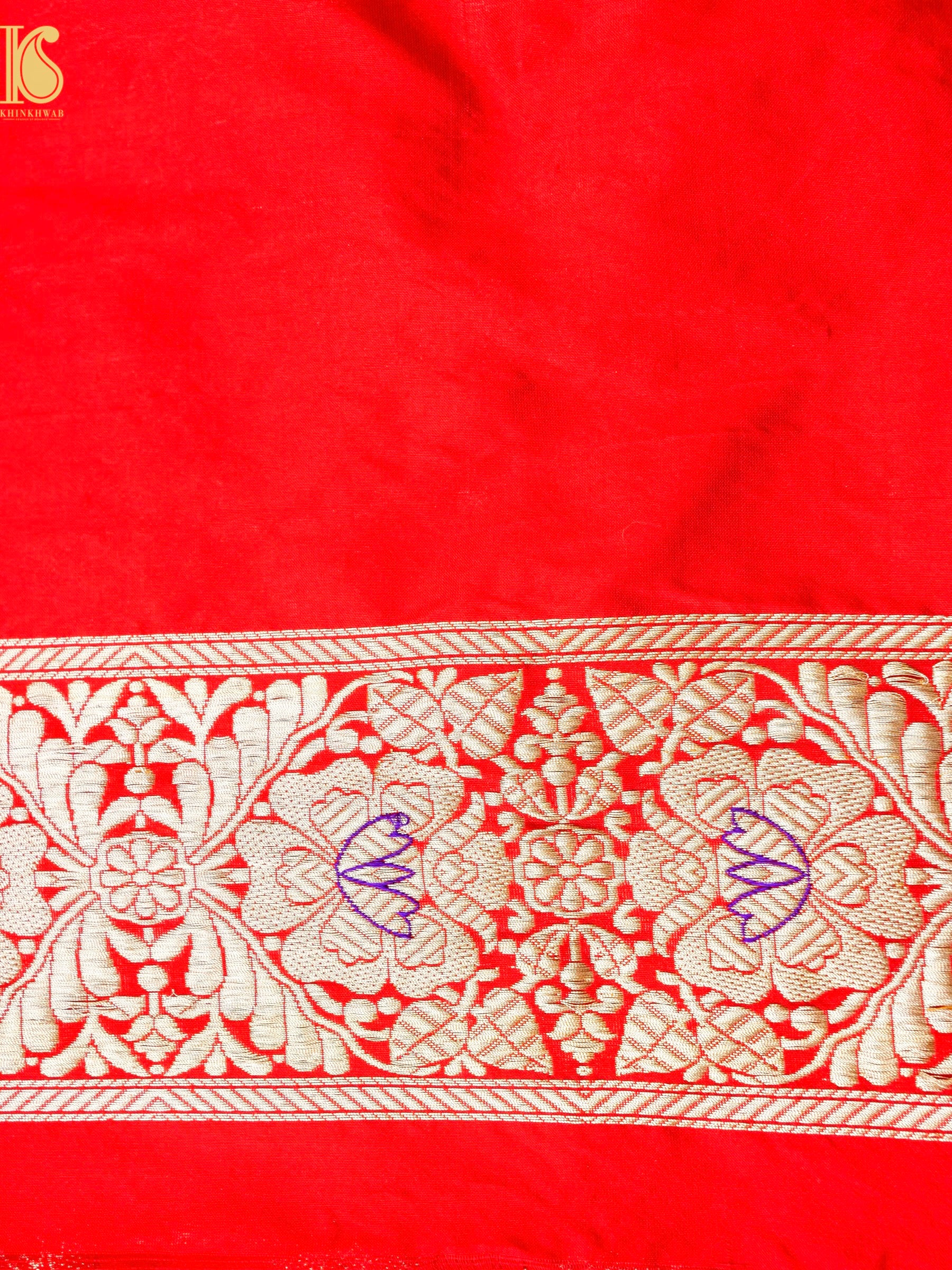 Handwoven Pure Katan Silk Red Banarasi Mughal Boota Saree