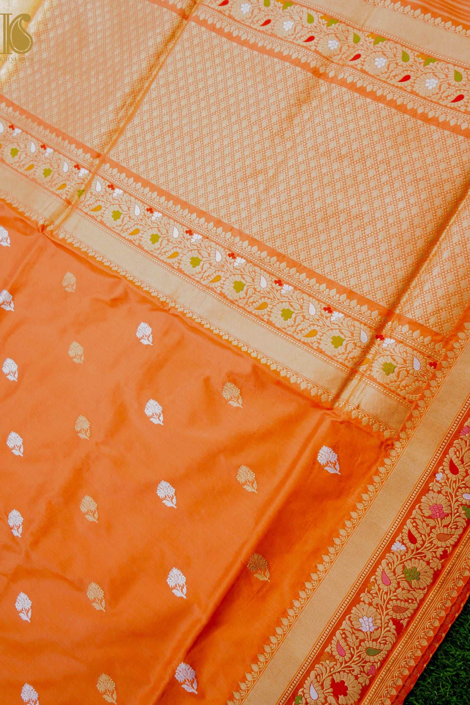 Banarasi Handloom Pure Katan Silk Kadwa Saree with Alfi Border