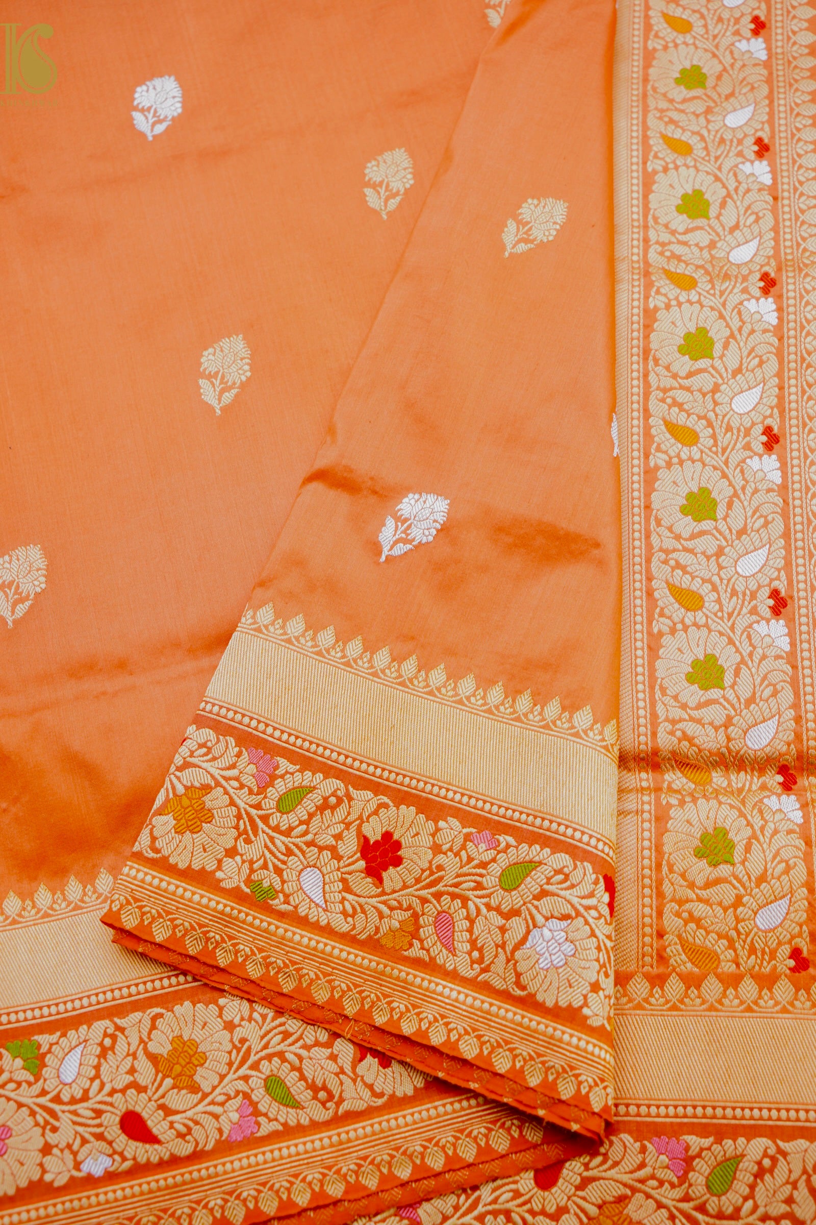 Banarasi Handloom Pure Katan Silk Kadwa Saree with Alfi Border