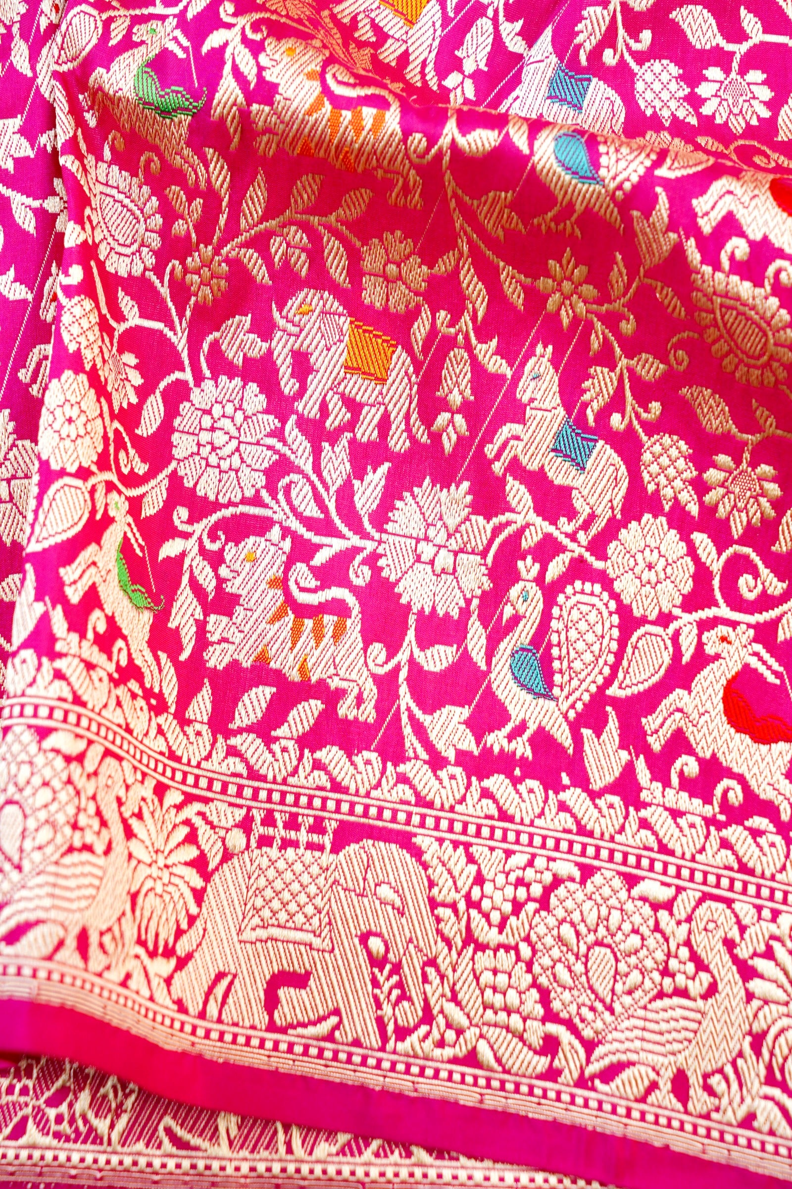 Handloom Banarasi Katan Shikargah Saree