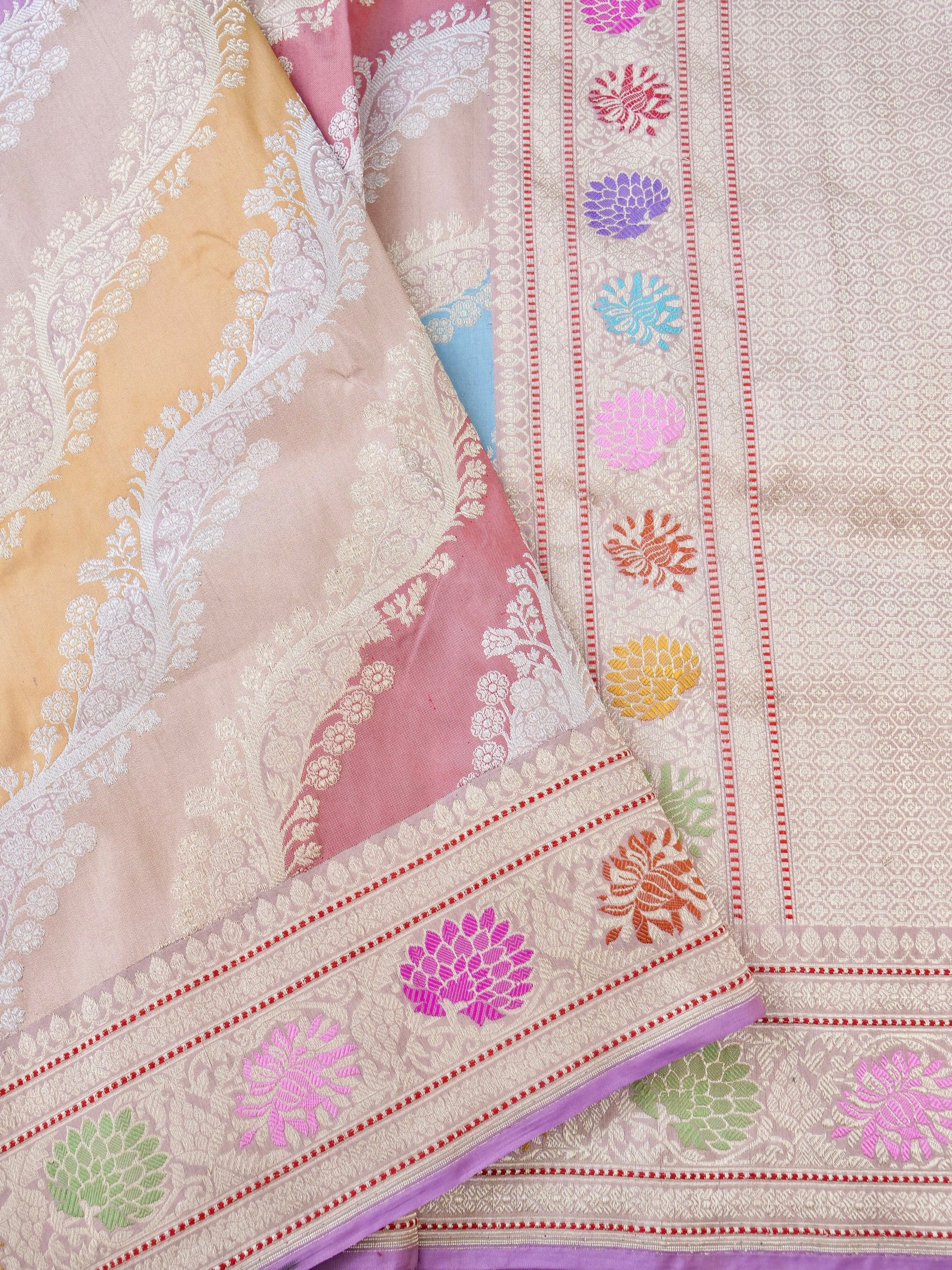 Handloom Banarasi Pure Katan Silk Rangkat Kadwa Saree