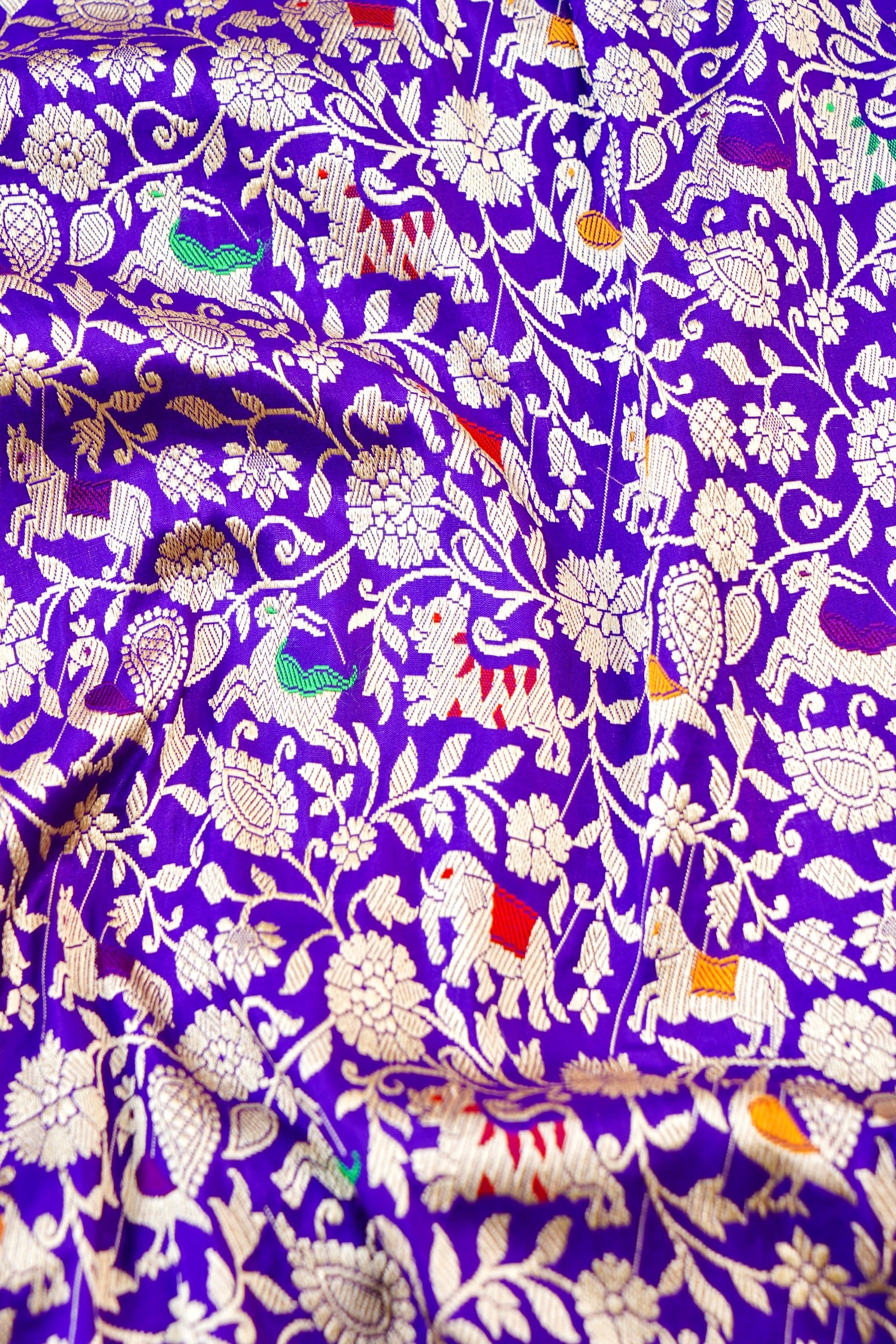 Handloom Banarasi Katan Shikargah Saree