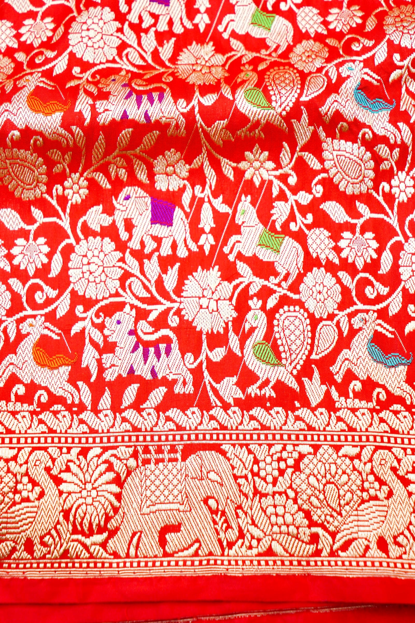 Handloom Banarasi Katan Shikargah Saree