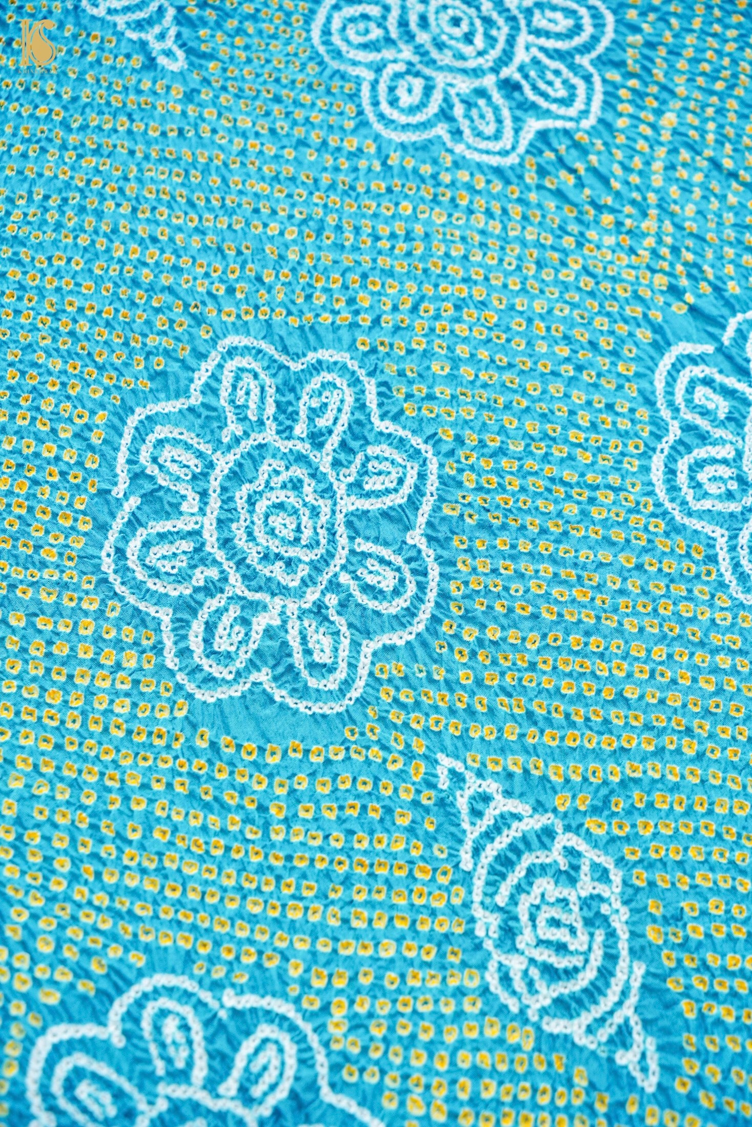 Handwoven Banarasi Georgette Bandhani Dupatta with Floral Meenakari