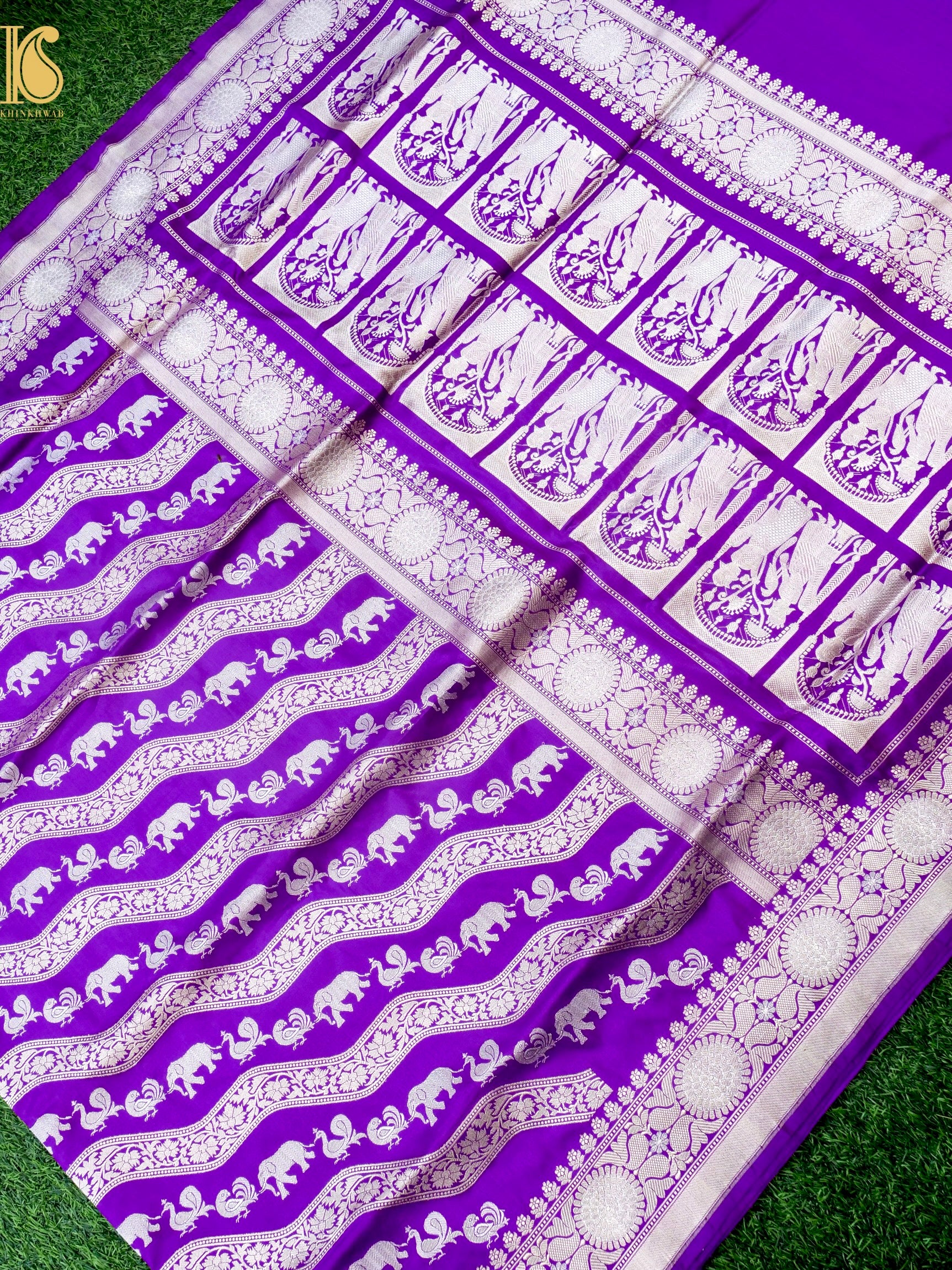 Handwoven Banarasi Katan Silk Kadwa Shikargah Saree