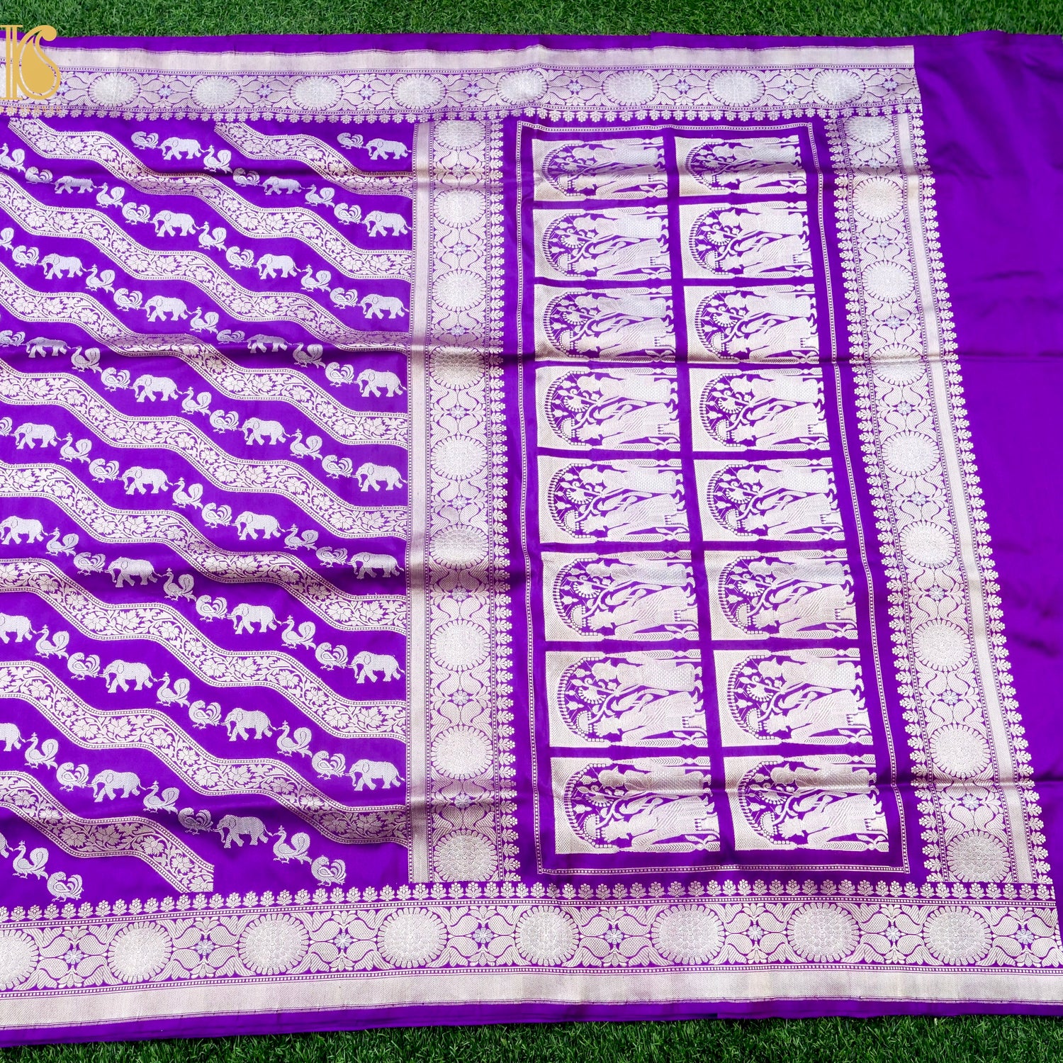 Handwoven Banarasi Katan Silk Kadwa Shikargah Saree