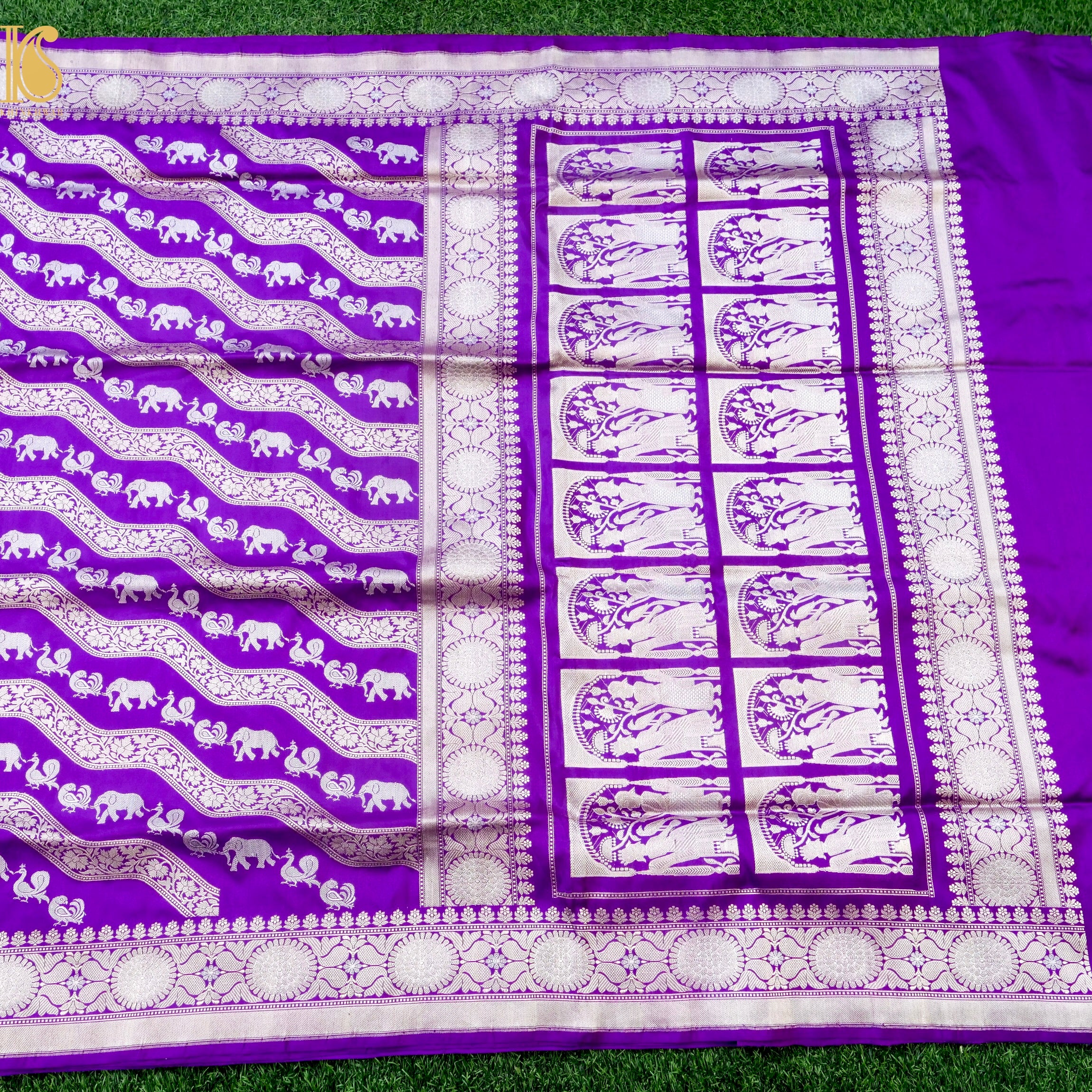 Handwoven Banarasi Katan Silk Kadwa Shikargah Saree