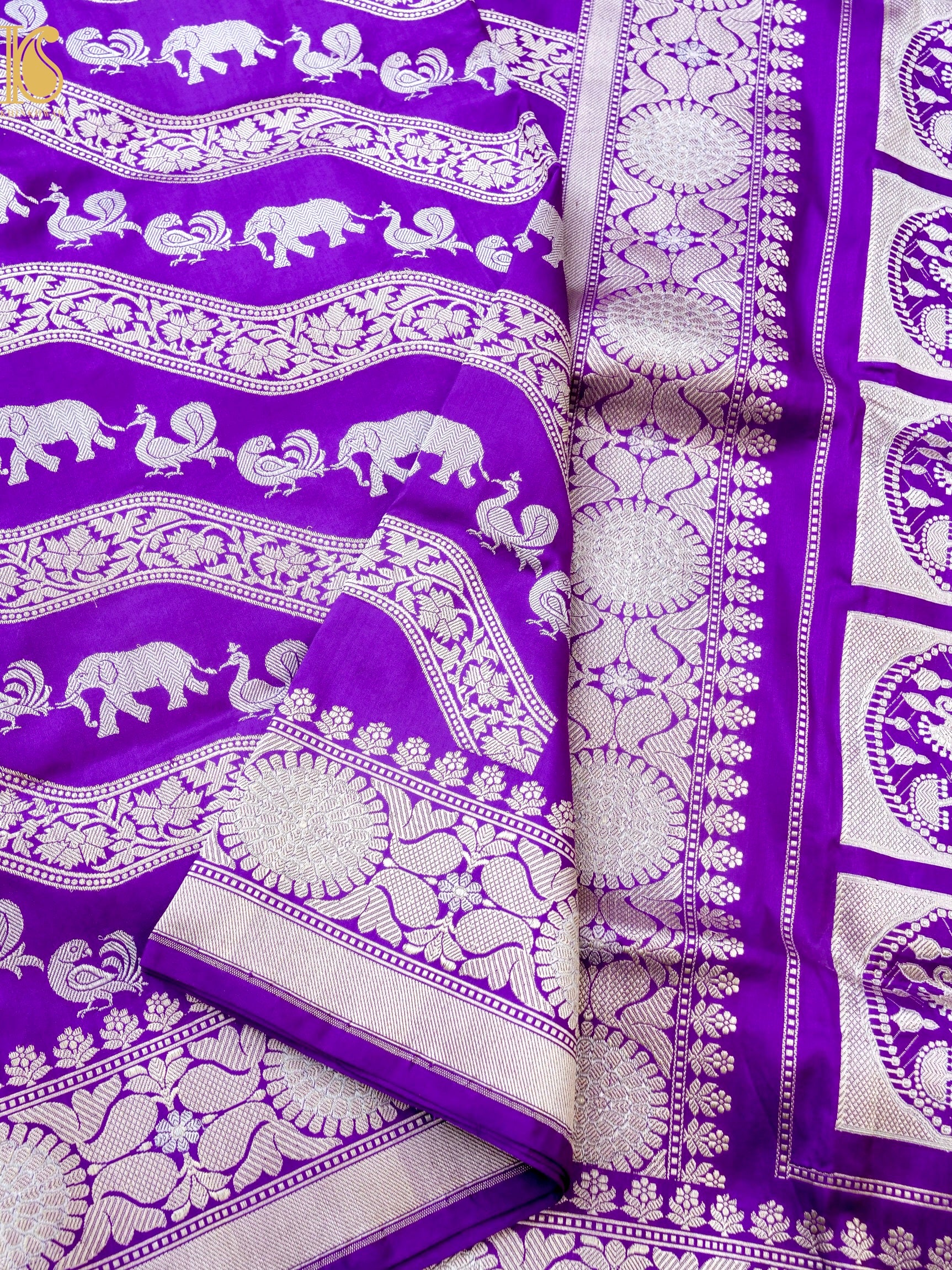Handwoven Banarasi Katan Silk Kadwa Shikargah Saree