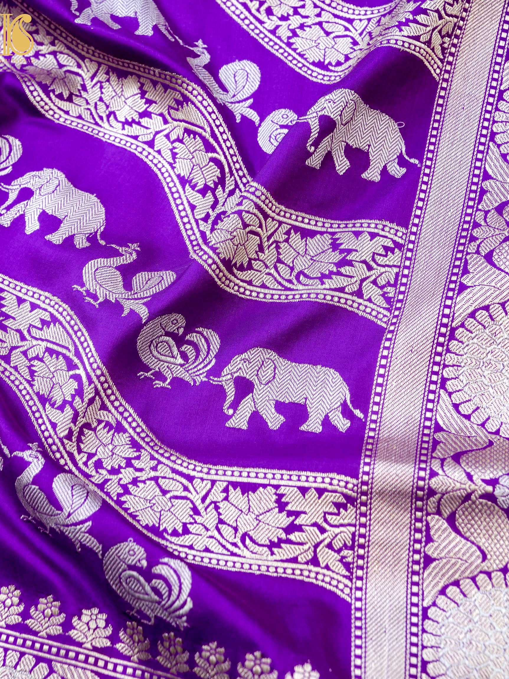 Handwoven Banarasi Katan Silk Kadwa Shikargah Saree