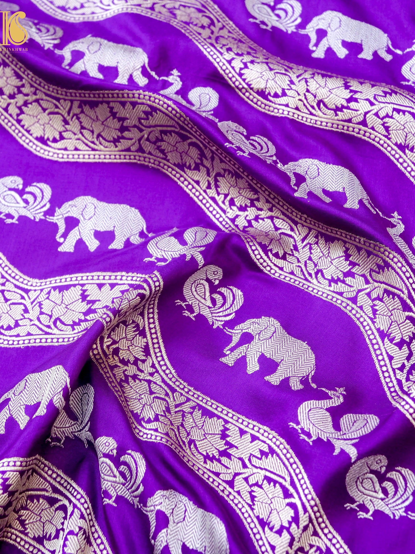 Handwoven Banarasi Katan Silk Kadwa Shikargah Saree