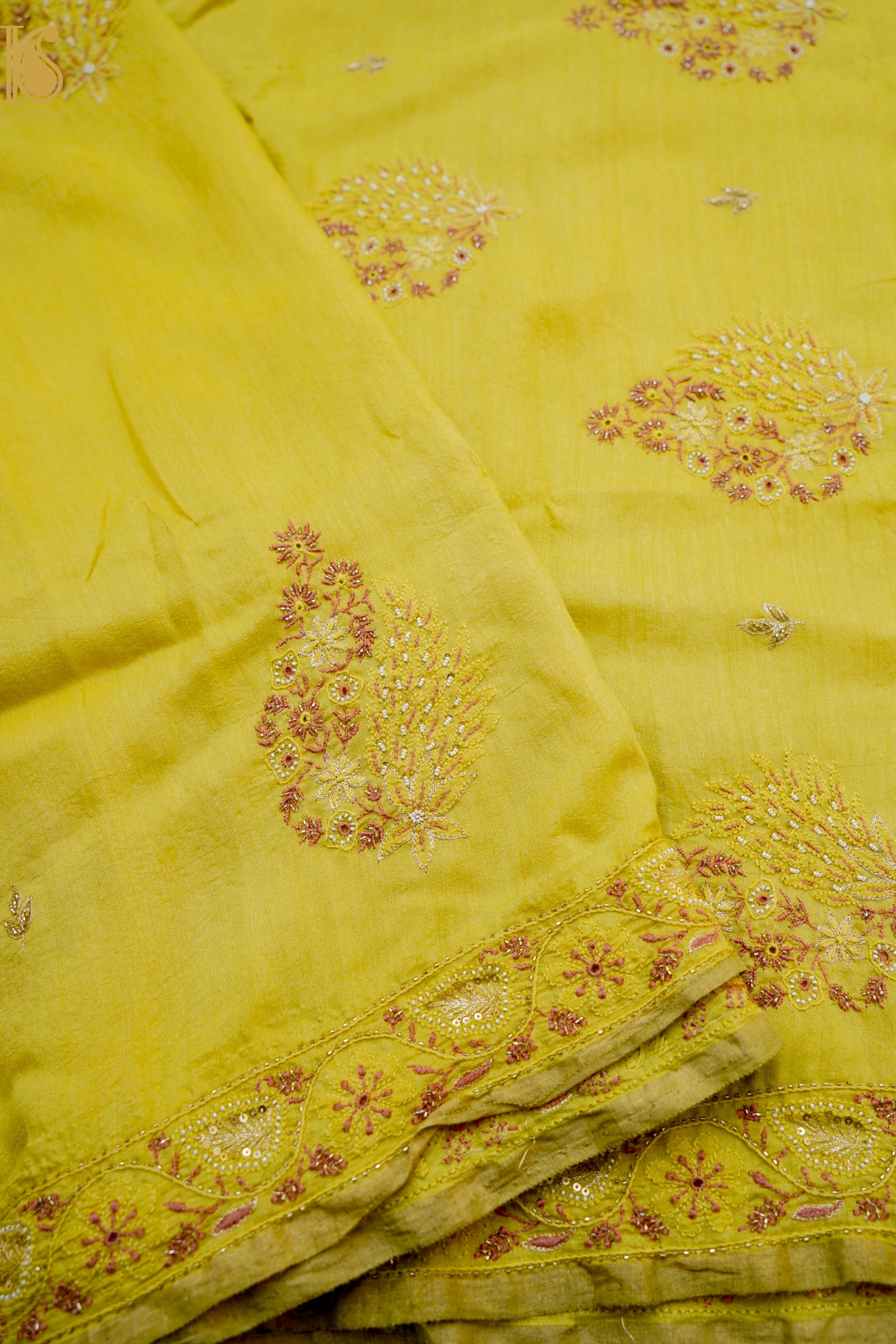 Chikankari Moonga Tussar Silk Saree