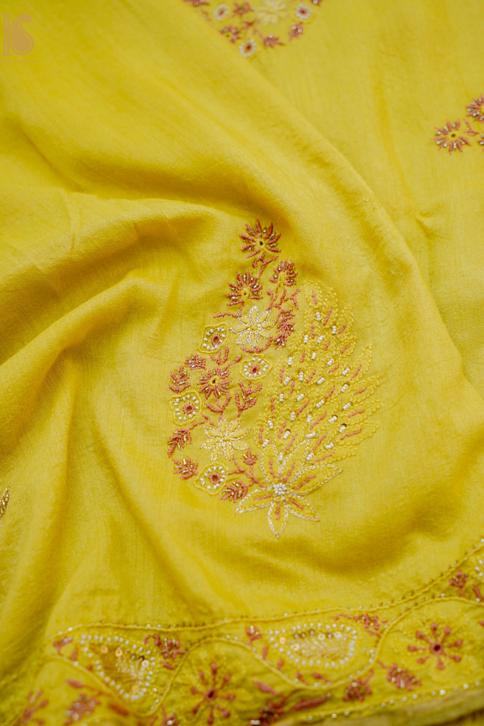 Chikankari Moonga Tussar Silk Saree