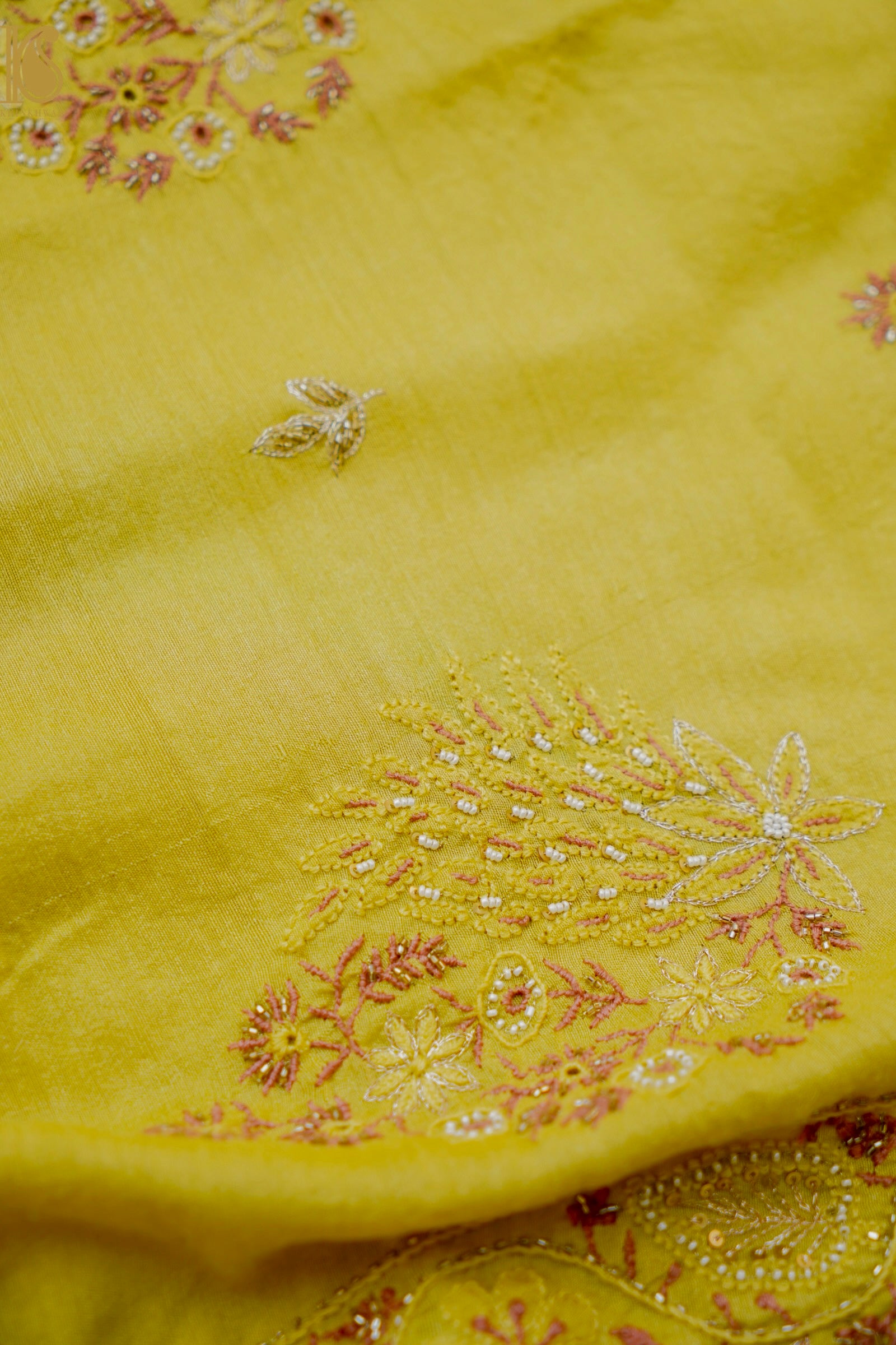 Chikankari Moonga Tussar Silk Saree