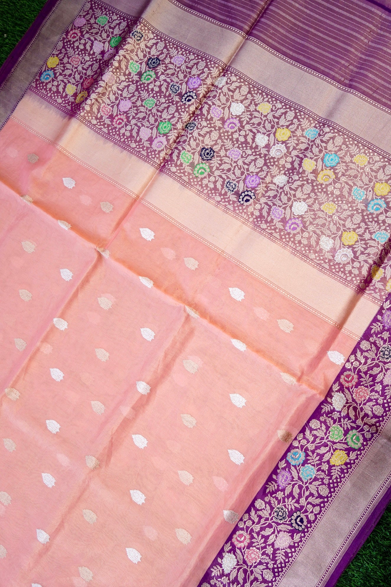 Pure Banarasi Kora by Tissue Saree with Silk Tilfi Border