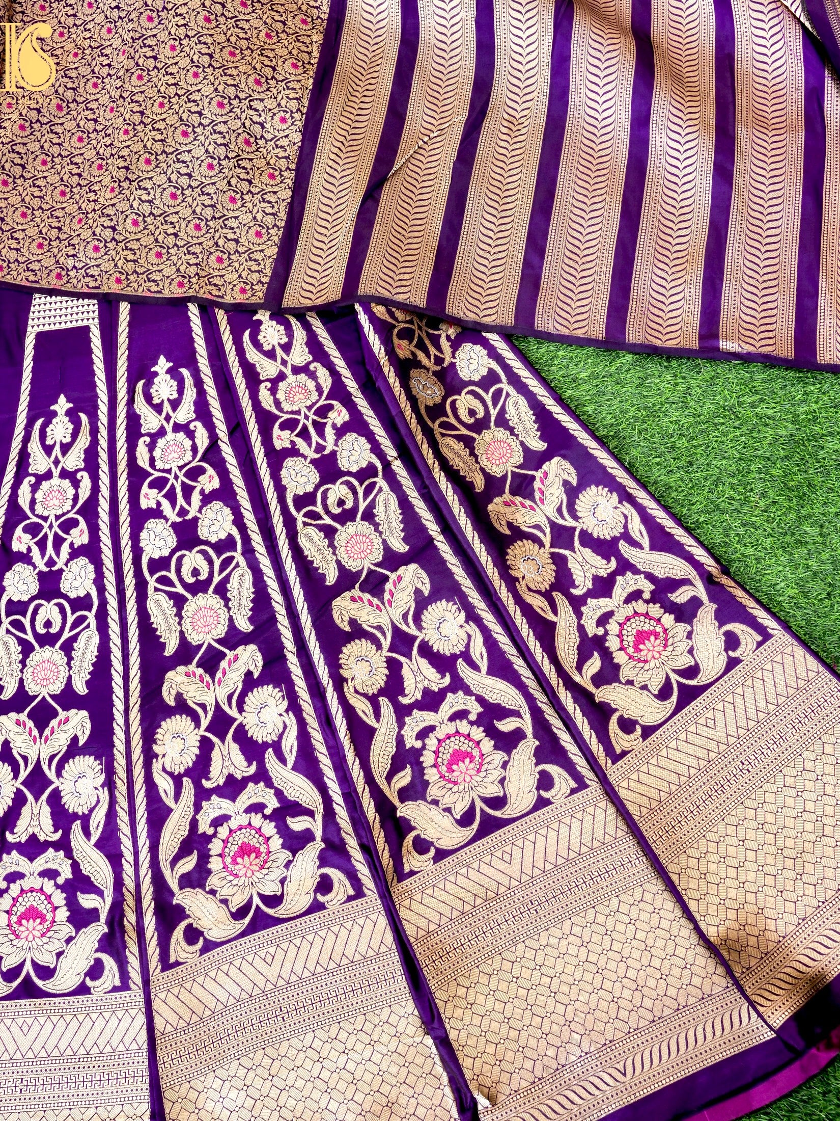 Handloom Banarasi Katan Silk Kalidar Madhumalti Lehenga